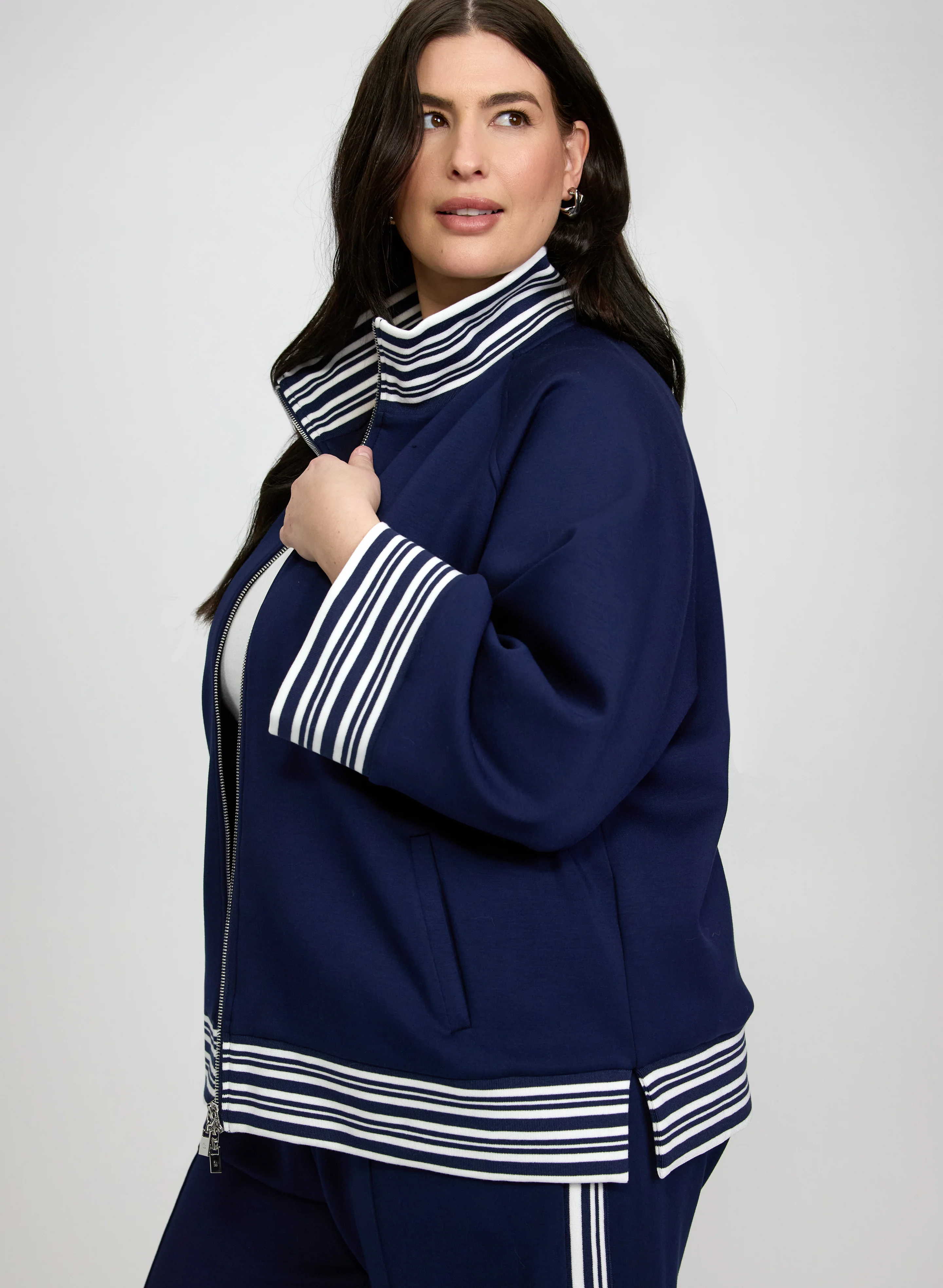 Joseph Ribkoff - Contrast Zip-Up Top - Image 2