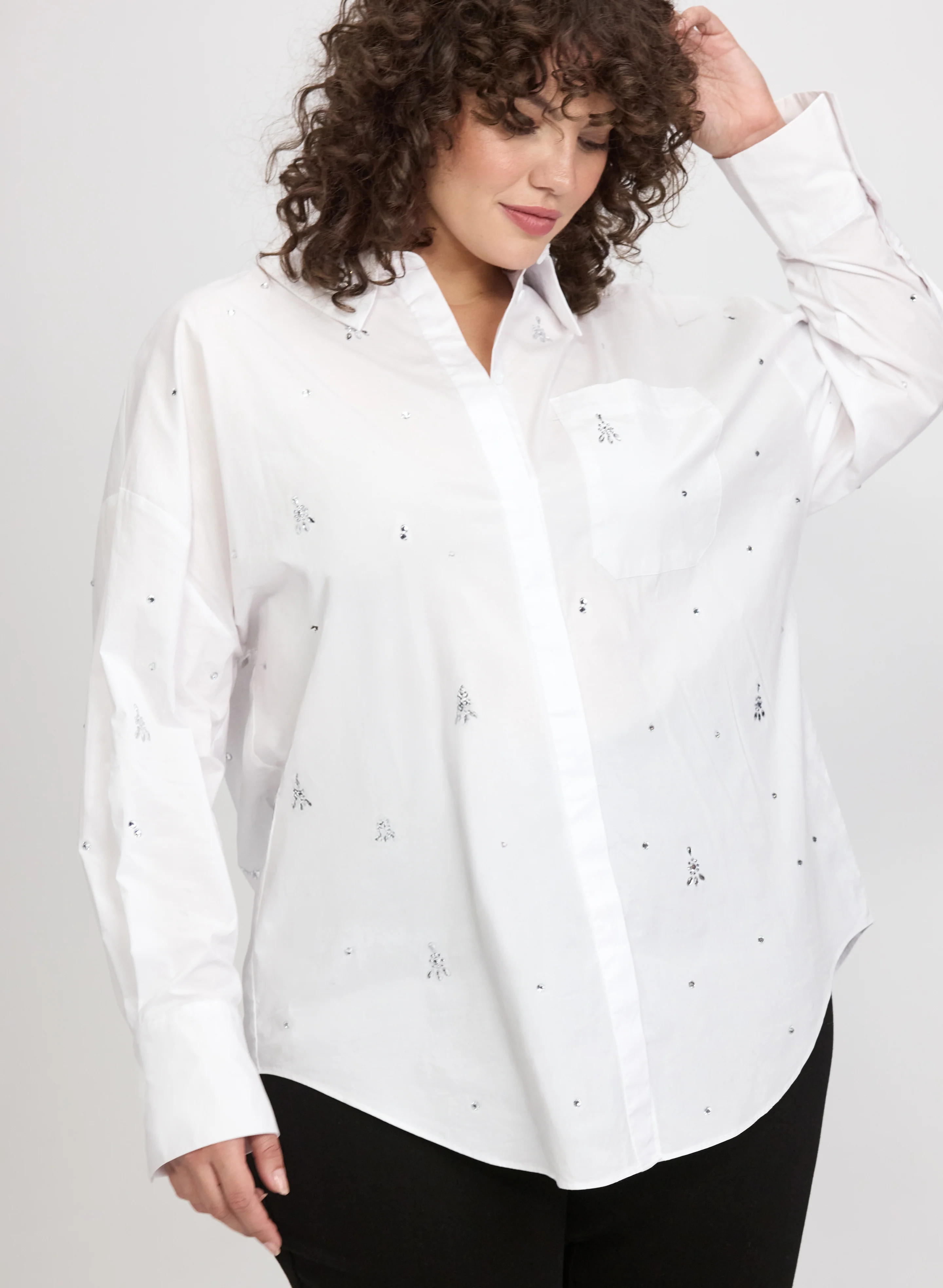 Joseph Ribkoff - Crystal Cluster Embellished Blouse - Image 5