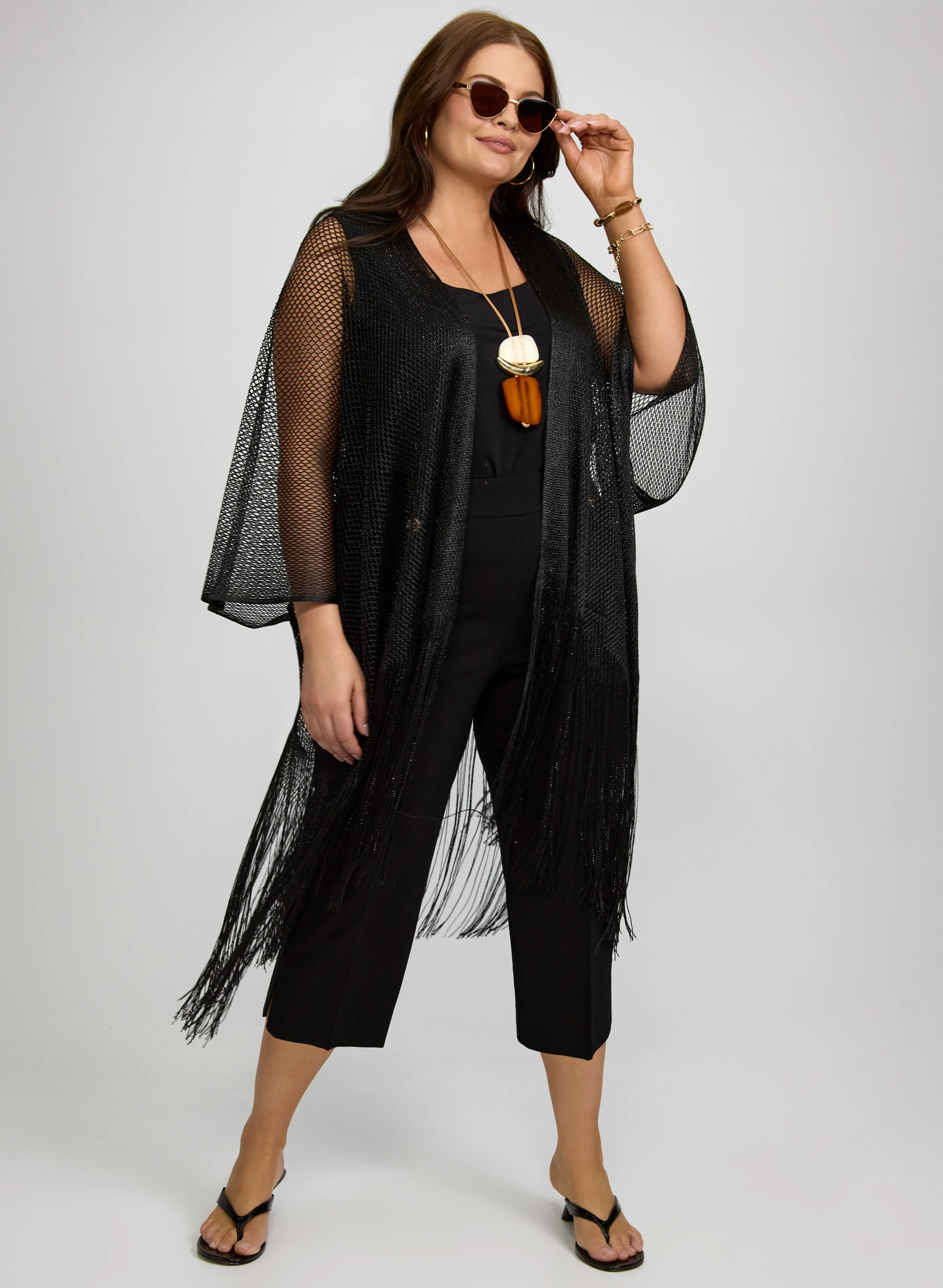 Joseph Ribkoff - Fringe Detail Cardigan - Image 3