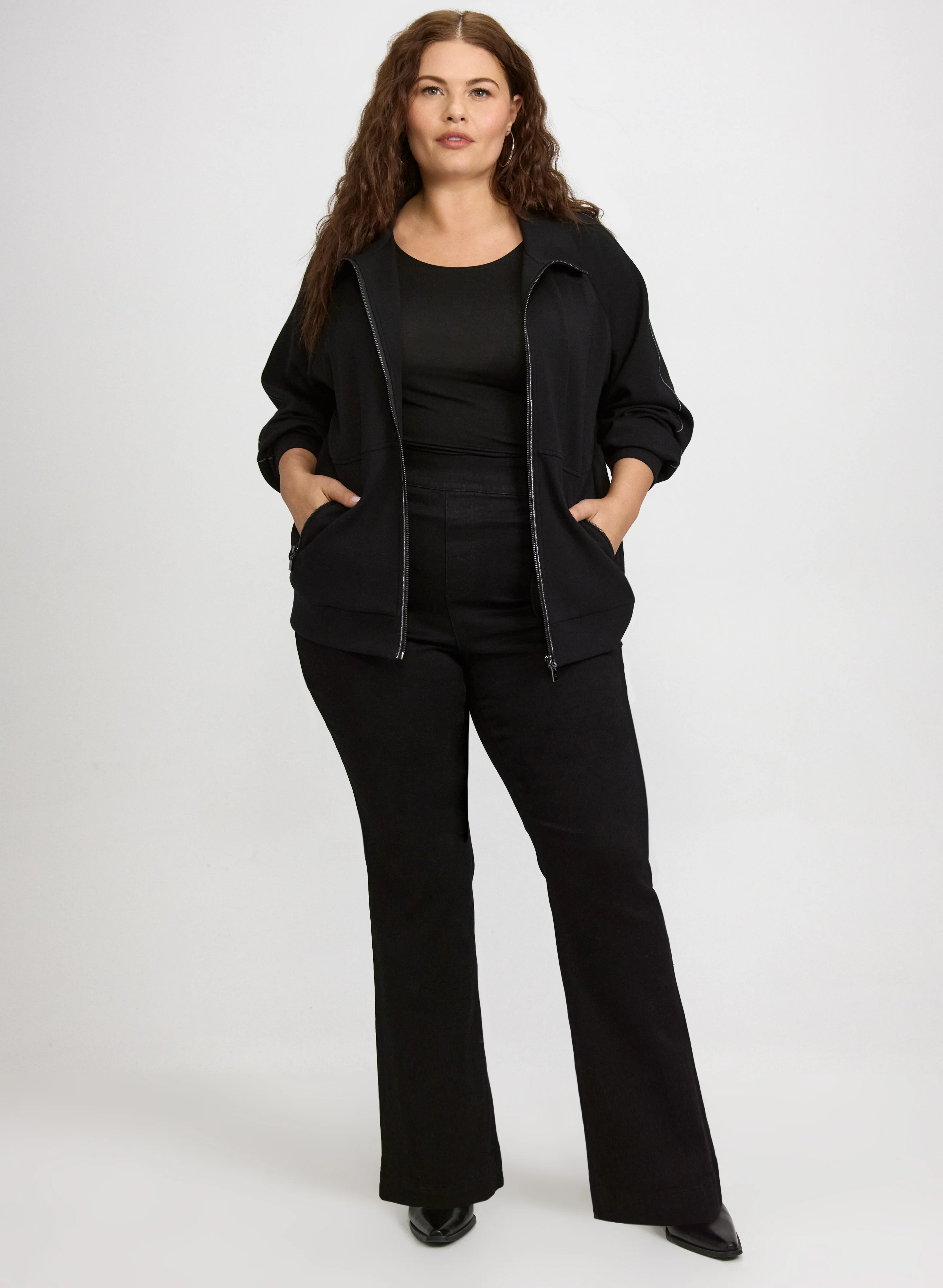 Joseph Ribkoff - Glitter Trim Zip-Up Top - Image 3