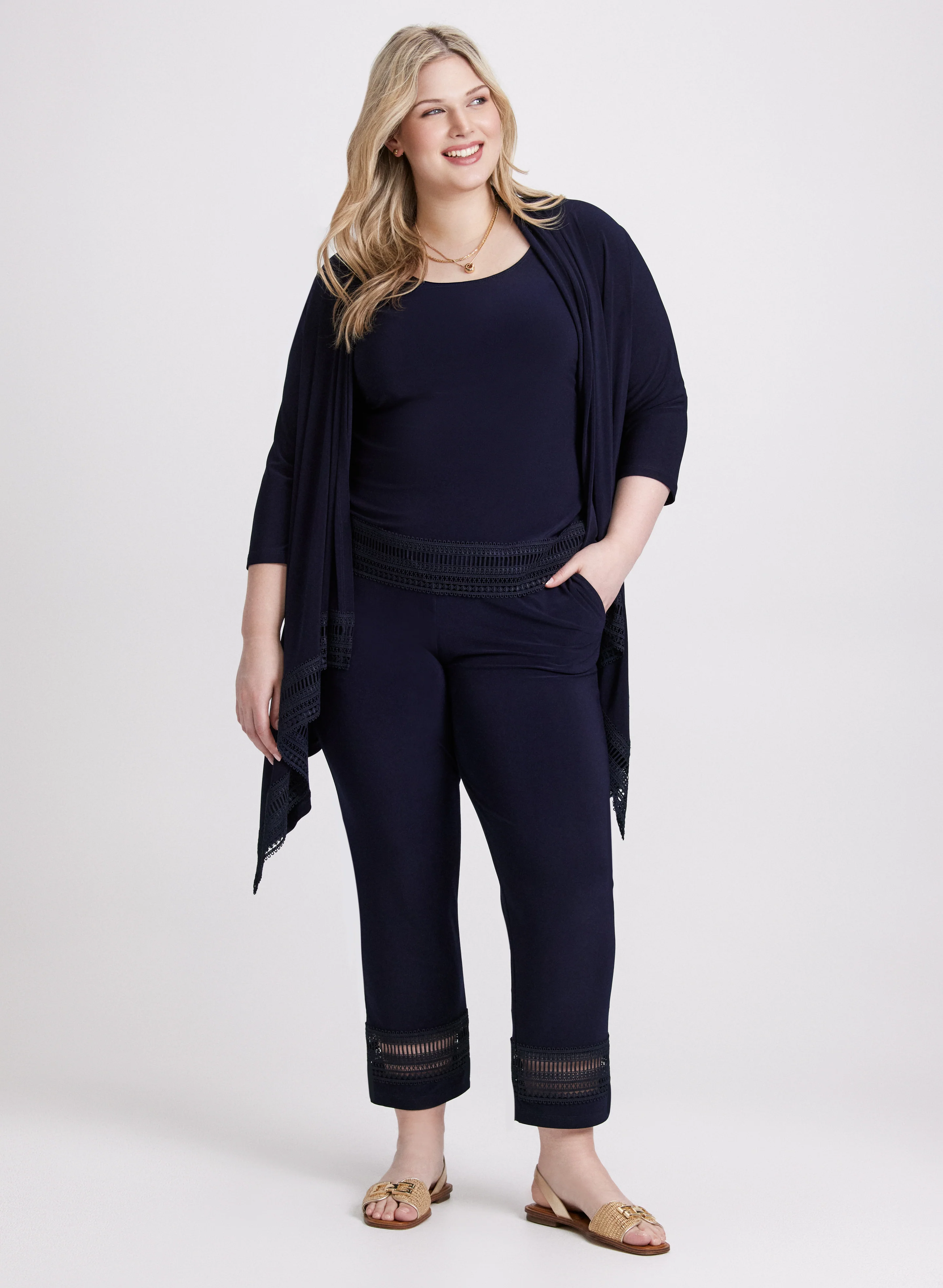 Joseph Ribkoff - Lace Trim Pants - Image 3