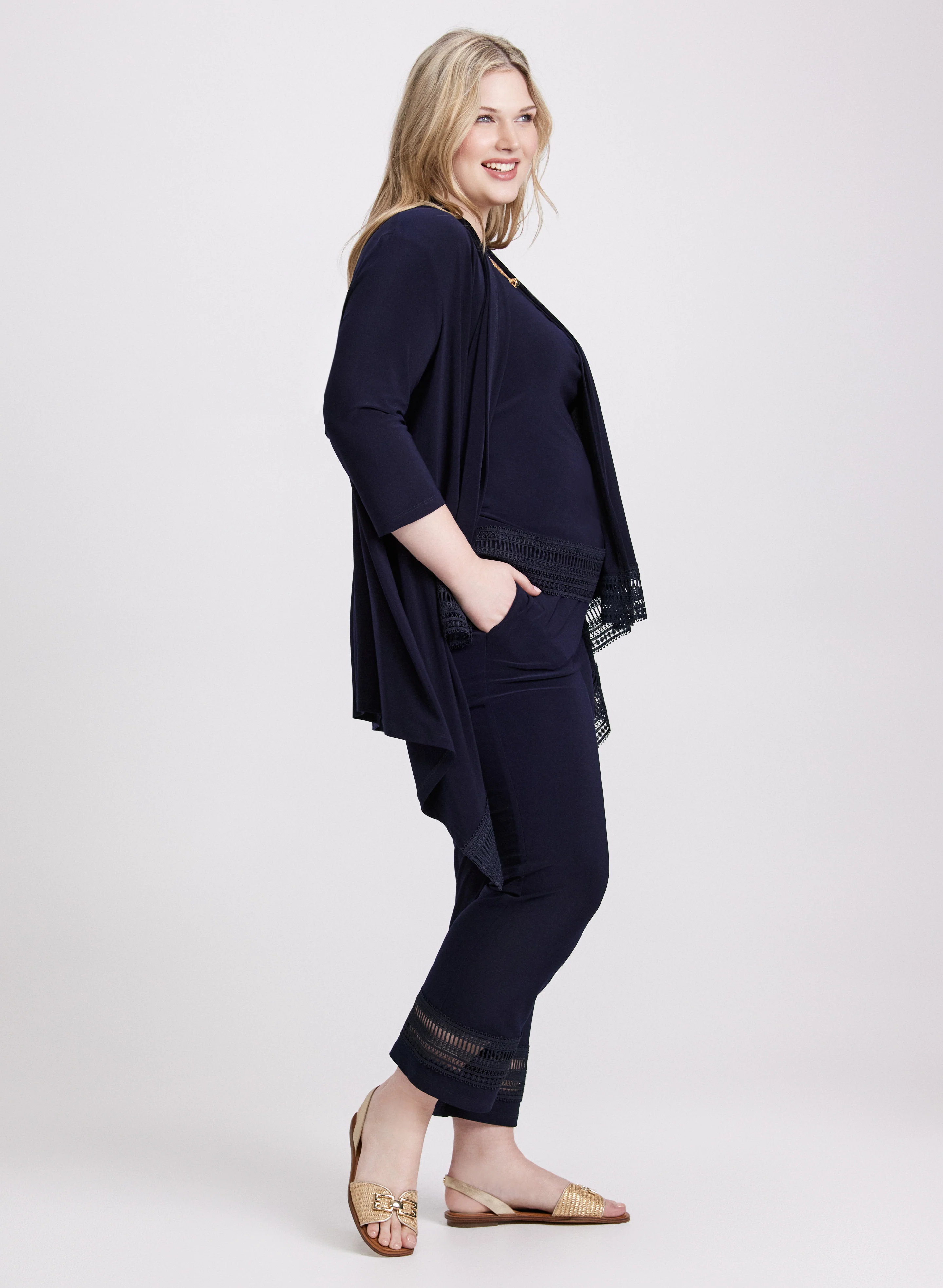 Joseph Ribkoff - Lace Trim Pants - Image 4