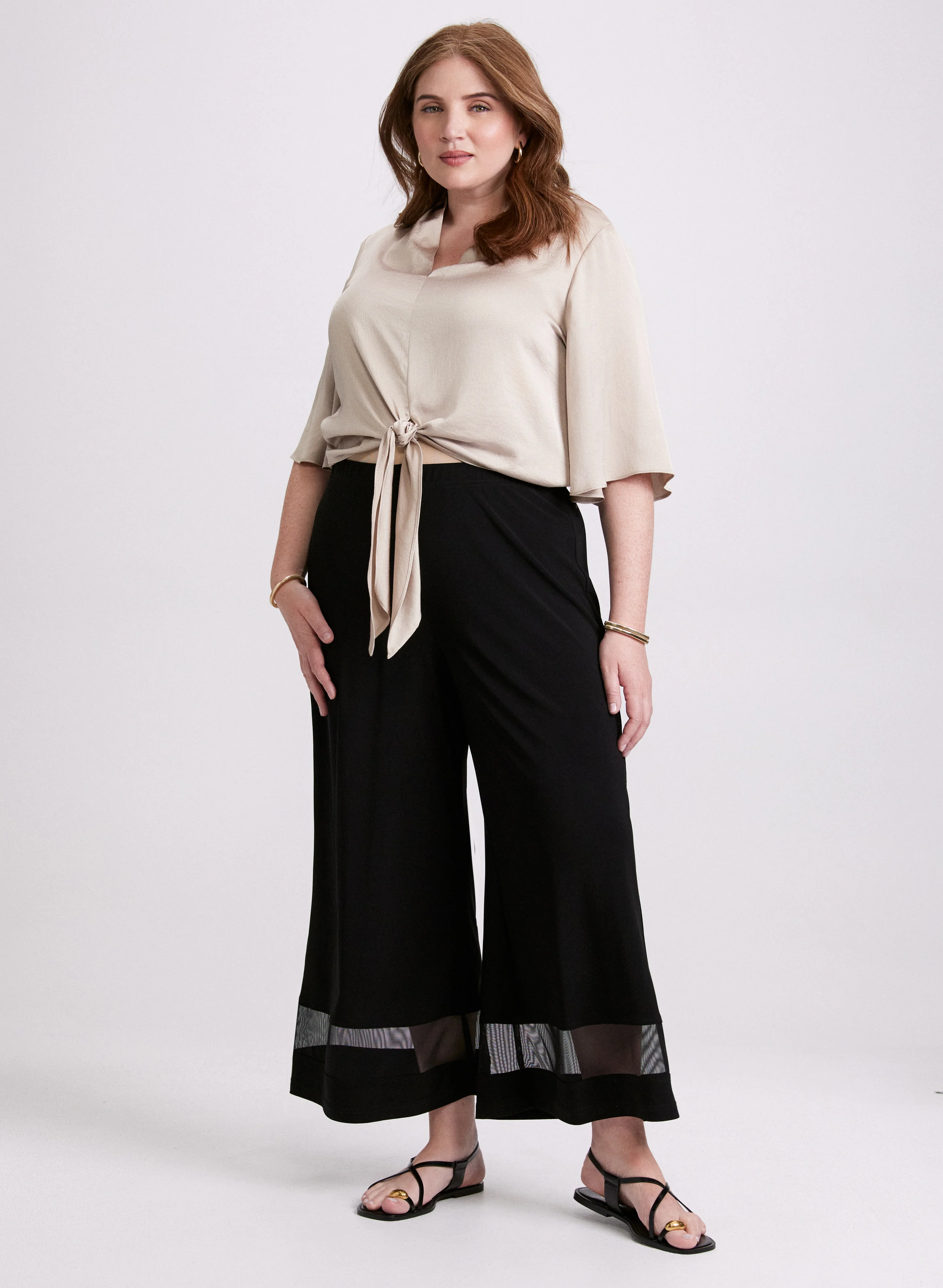 Joseph Ribkoff - Mesh Insert Wide-Leg Pants - Image 3