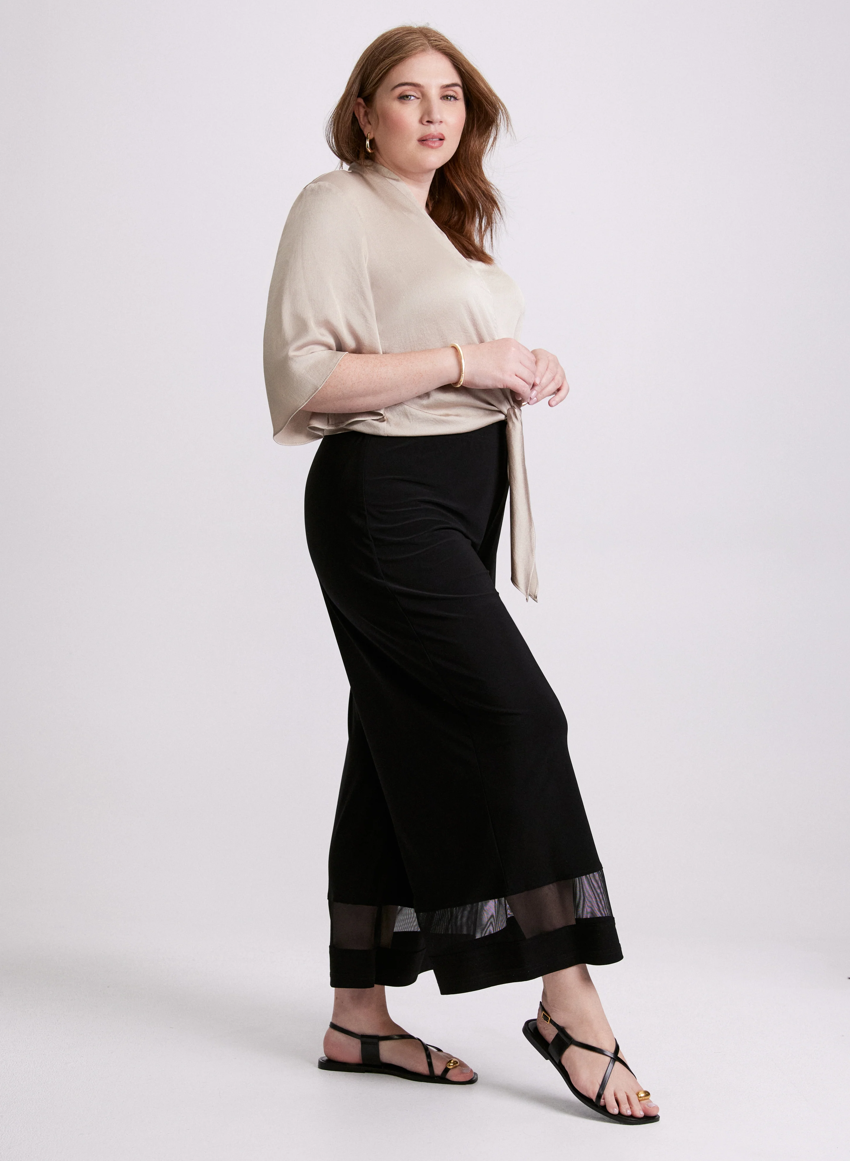 Joseph Ribkoff - Mesh Insert Wide-Leg Pants - Image 4