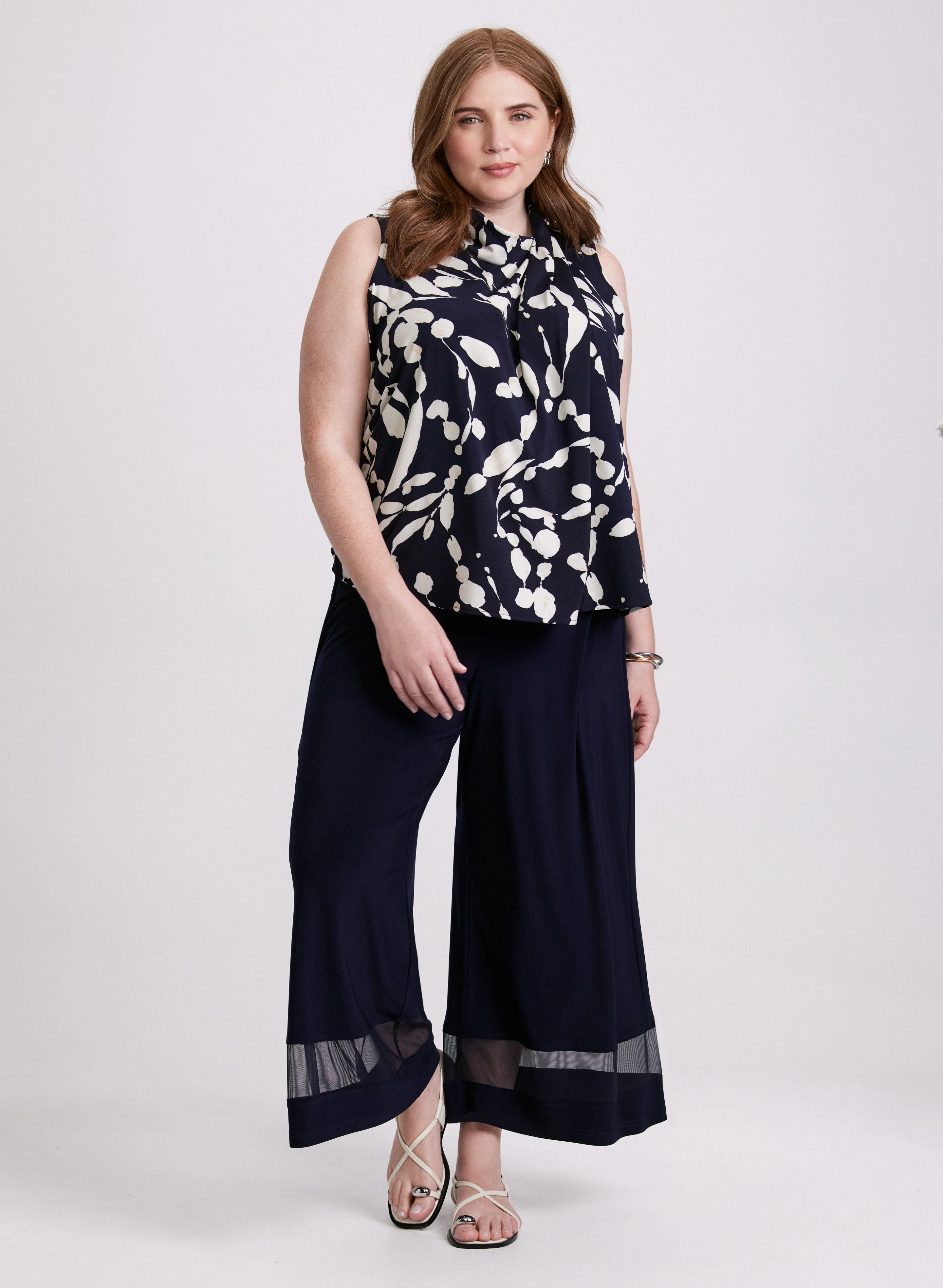 Joseph Ribkoff - Mesh Insert Wide-Leg Pants - Image 3