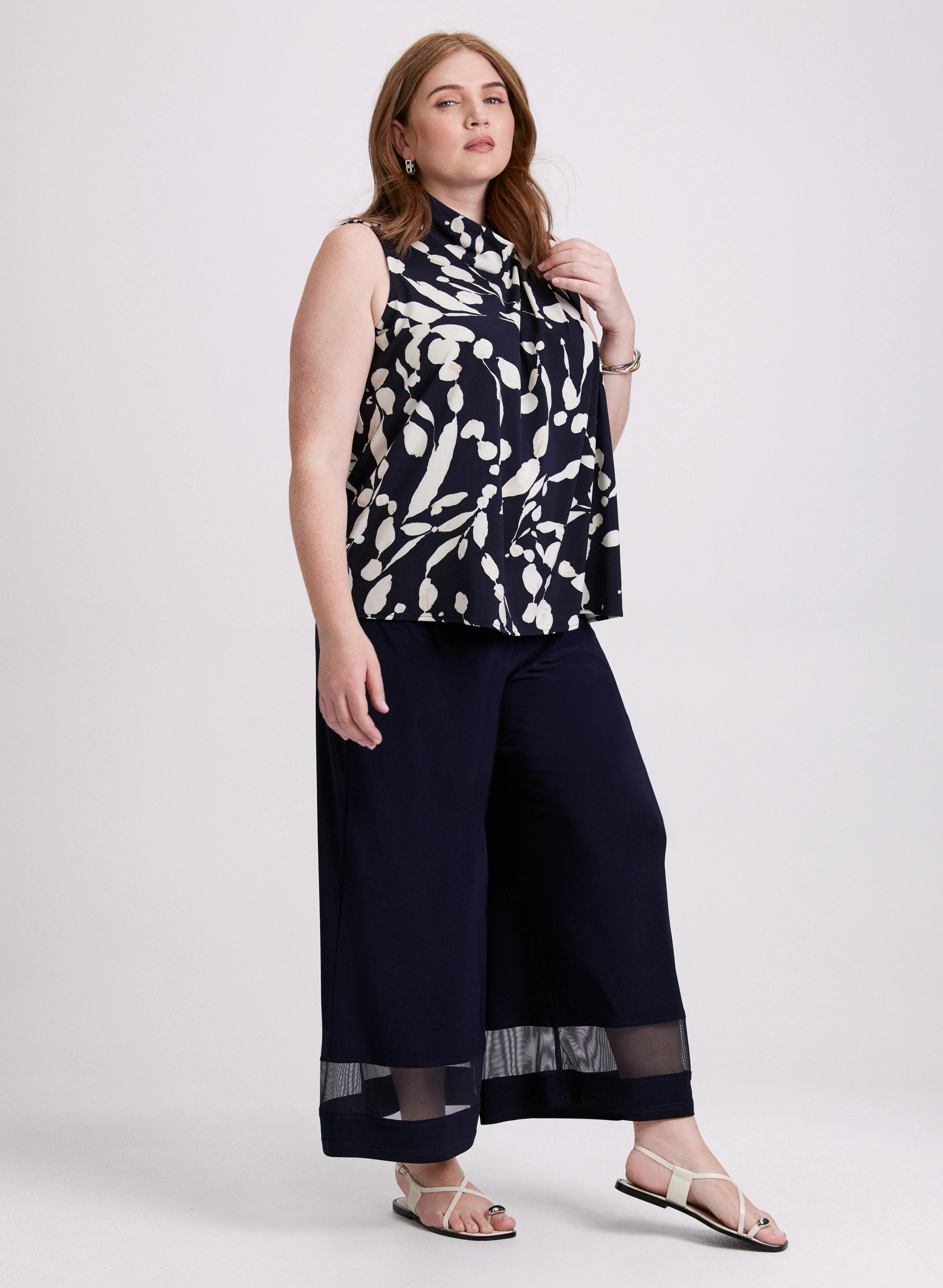 Joseph Ribkoff - Mesh Insert Wide-Leg Pants - Image 4
