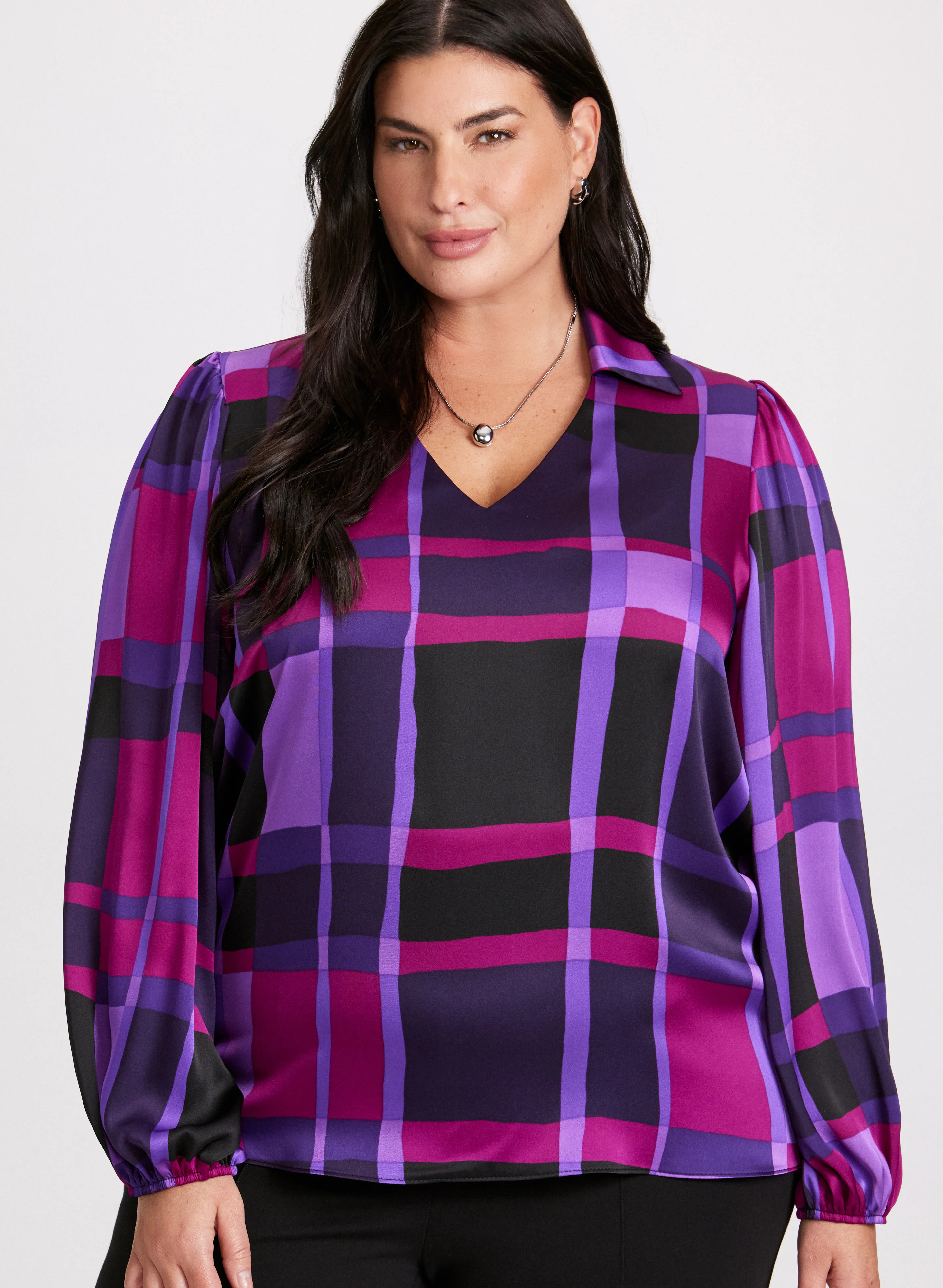 Joseph Ribkoff - Plaid Print Blouse - Image 2