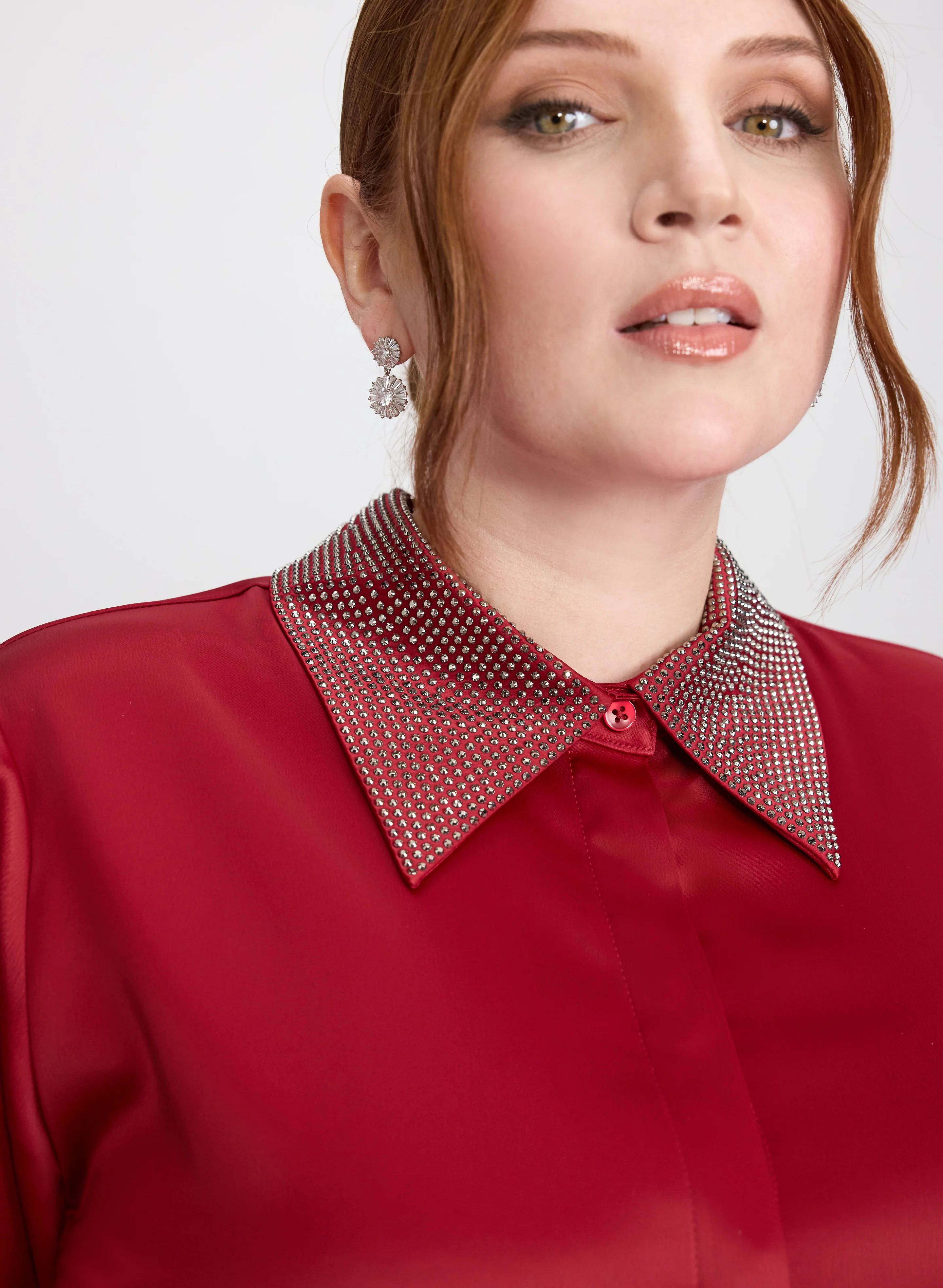 Joseph Ribkoff - Rhinestone Collar Blouse - Image 2