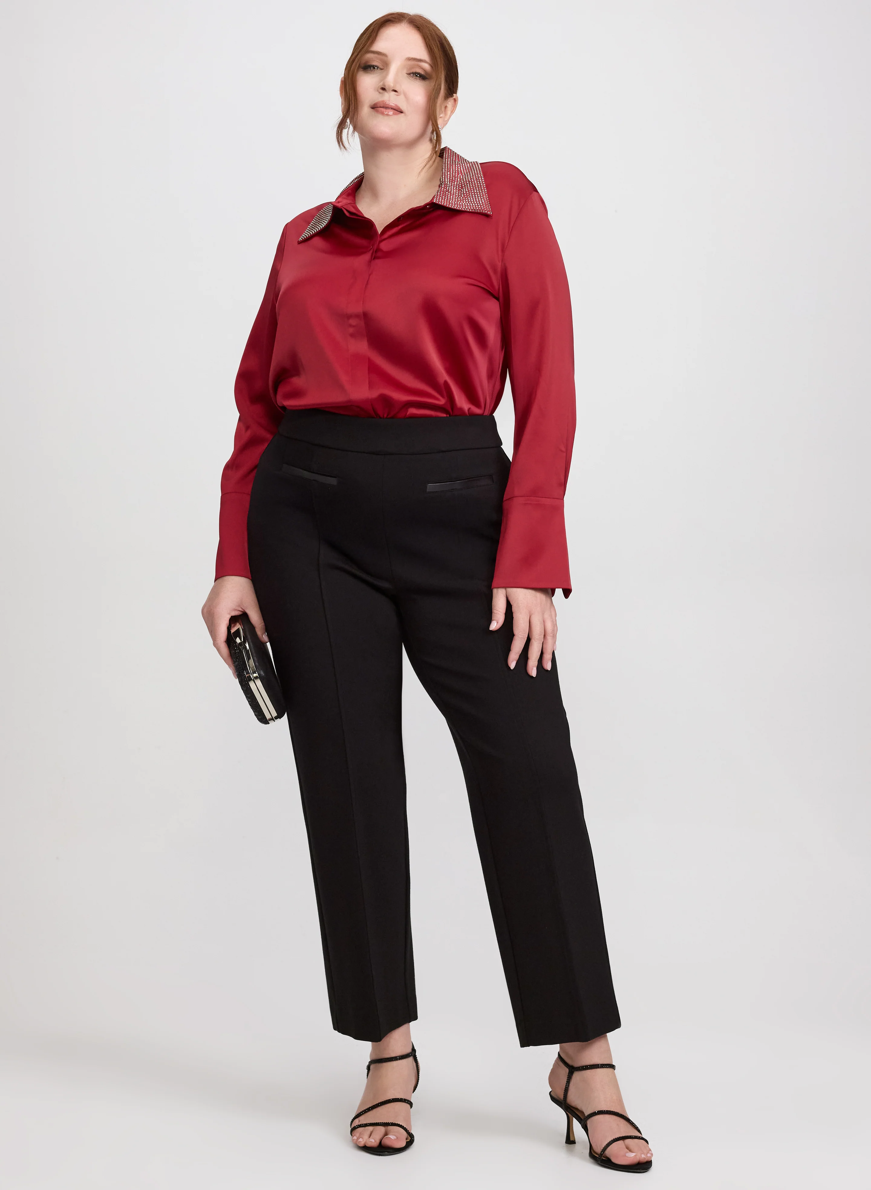 Joseph Ribkoff - Rhinestone Collar Blouse - Image 3