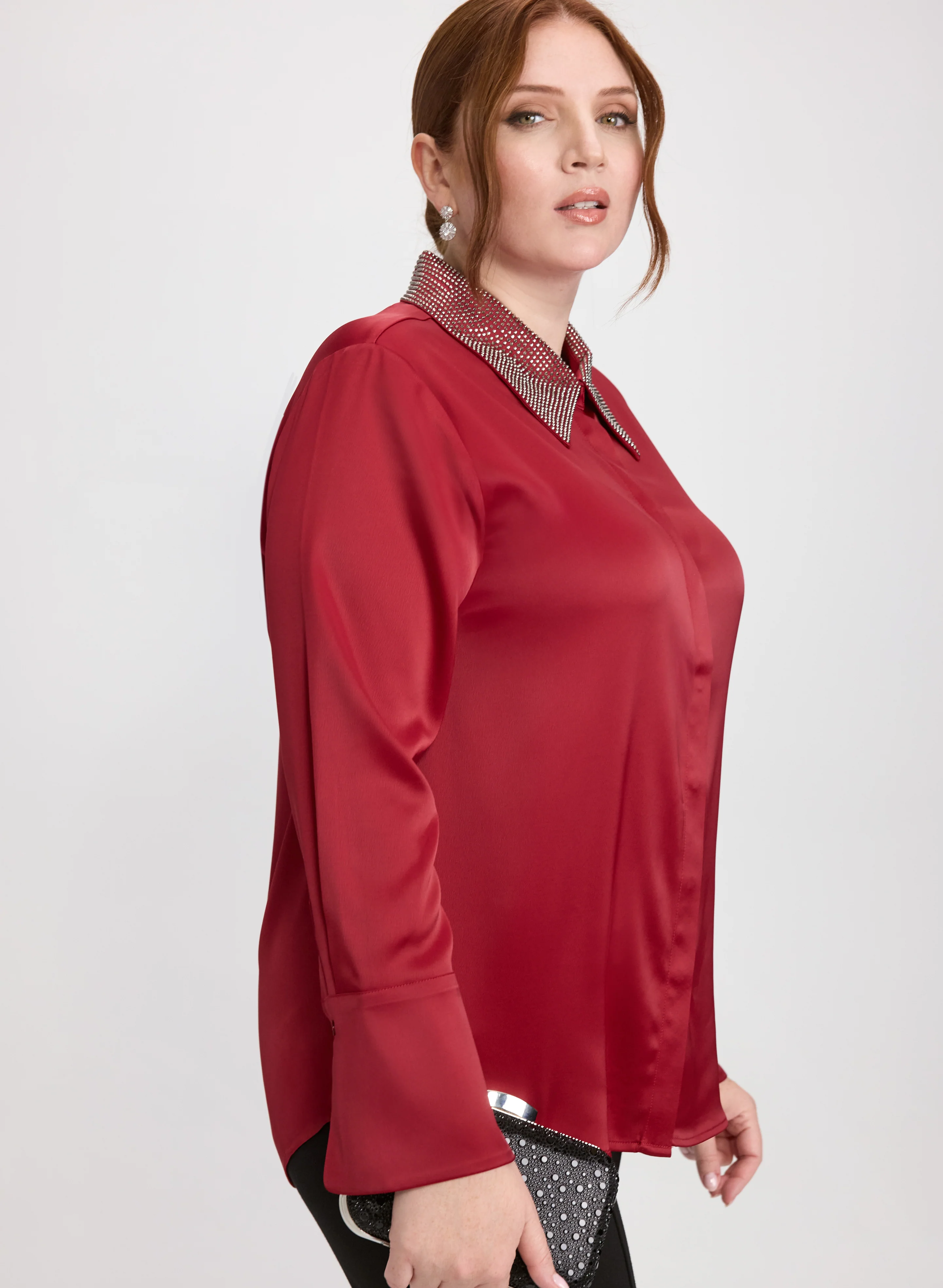 Joseph Ribkoff - Rhinestone Collar Blouse - Image 5