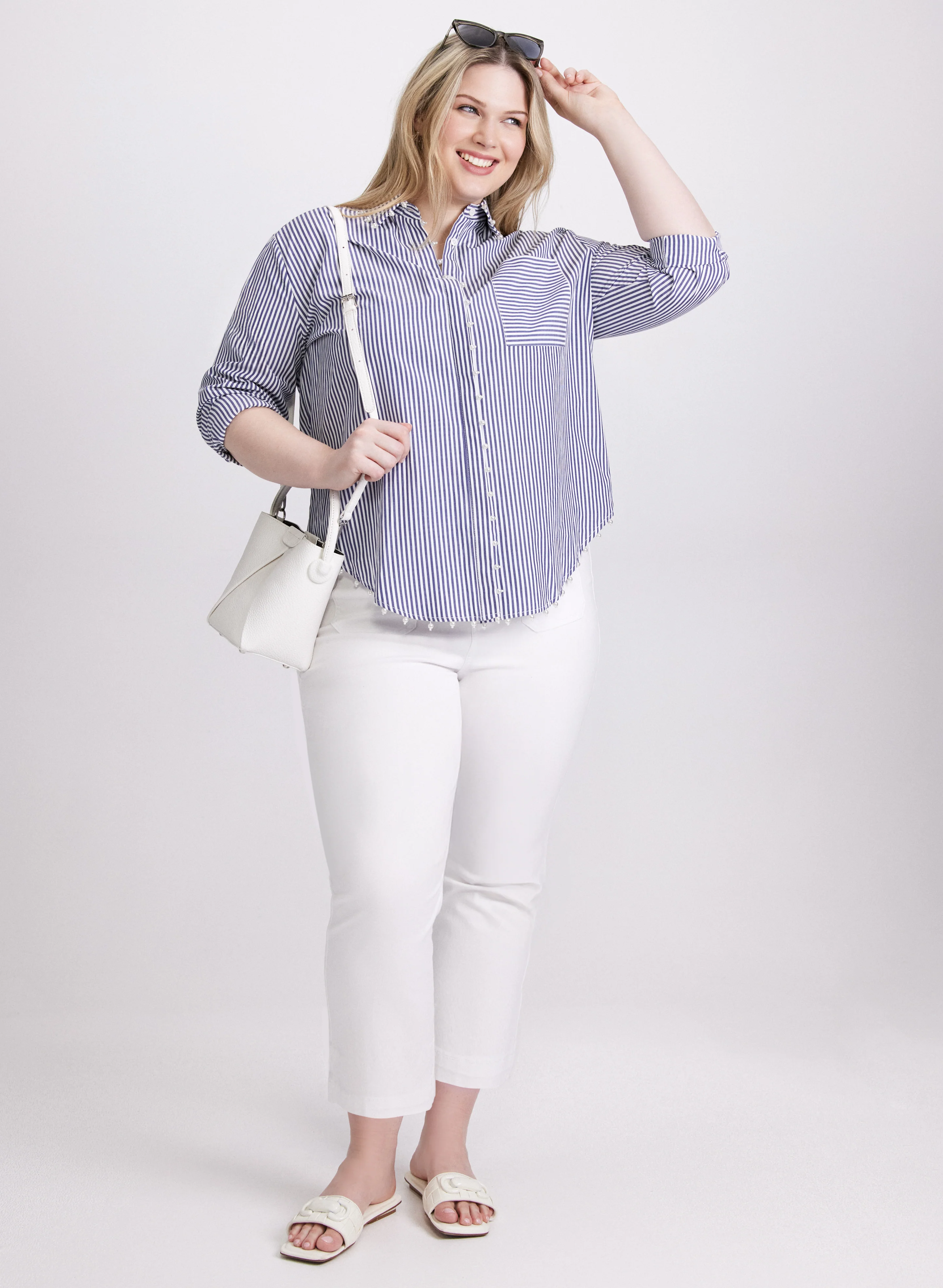 Joseph Ribkoff - Striped Button-Down Blouse - Image 3