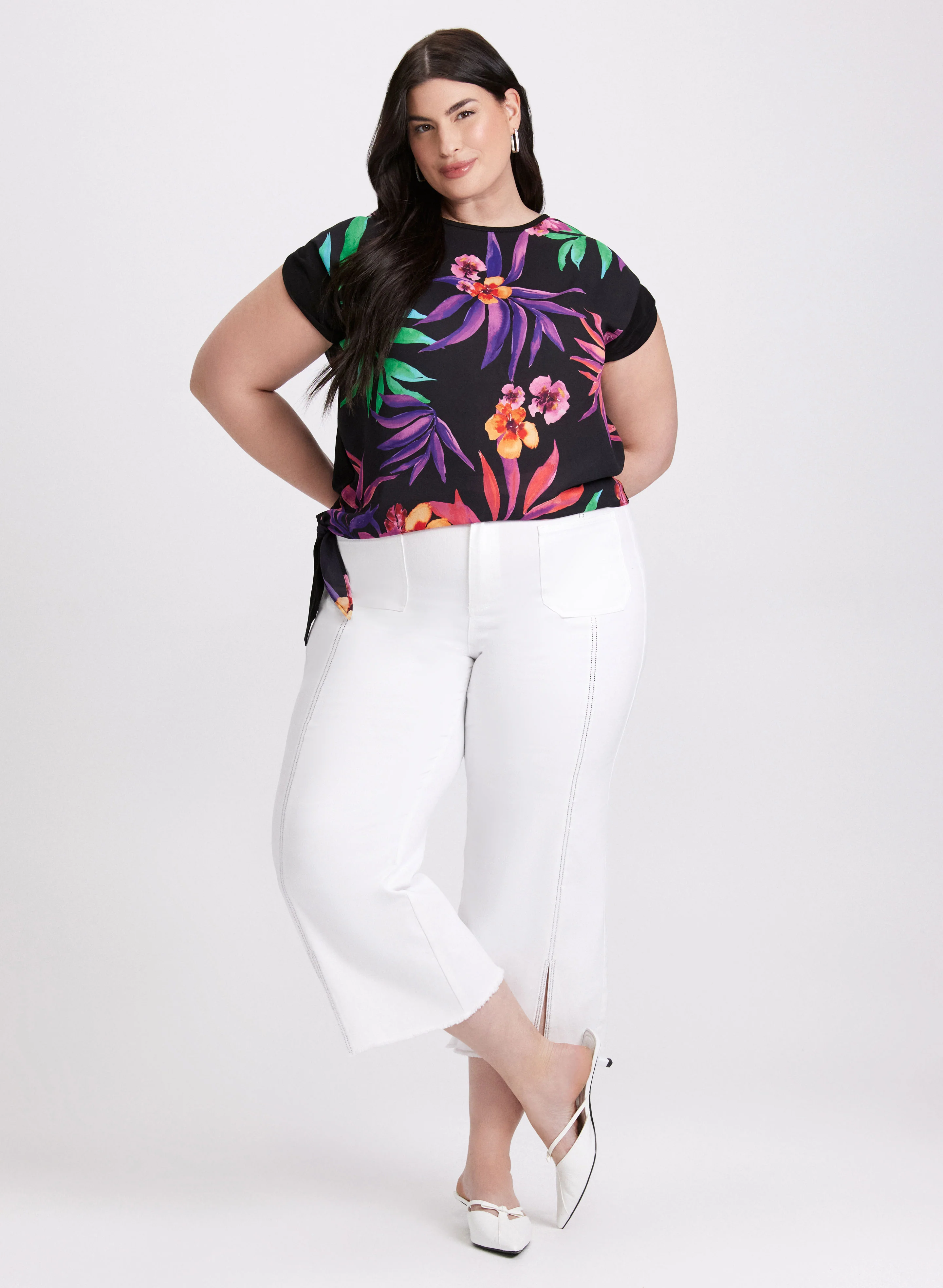 Joseph Ribkoff - Tropical Tied Hem Top - Image 3