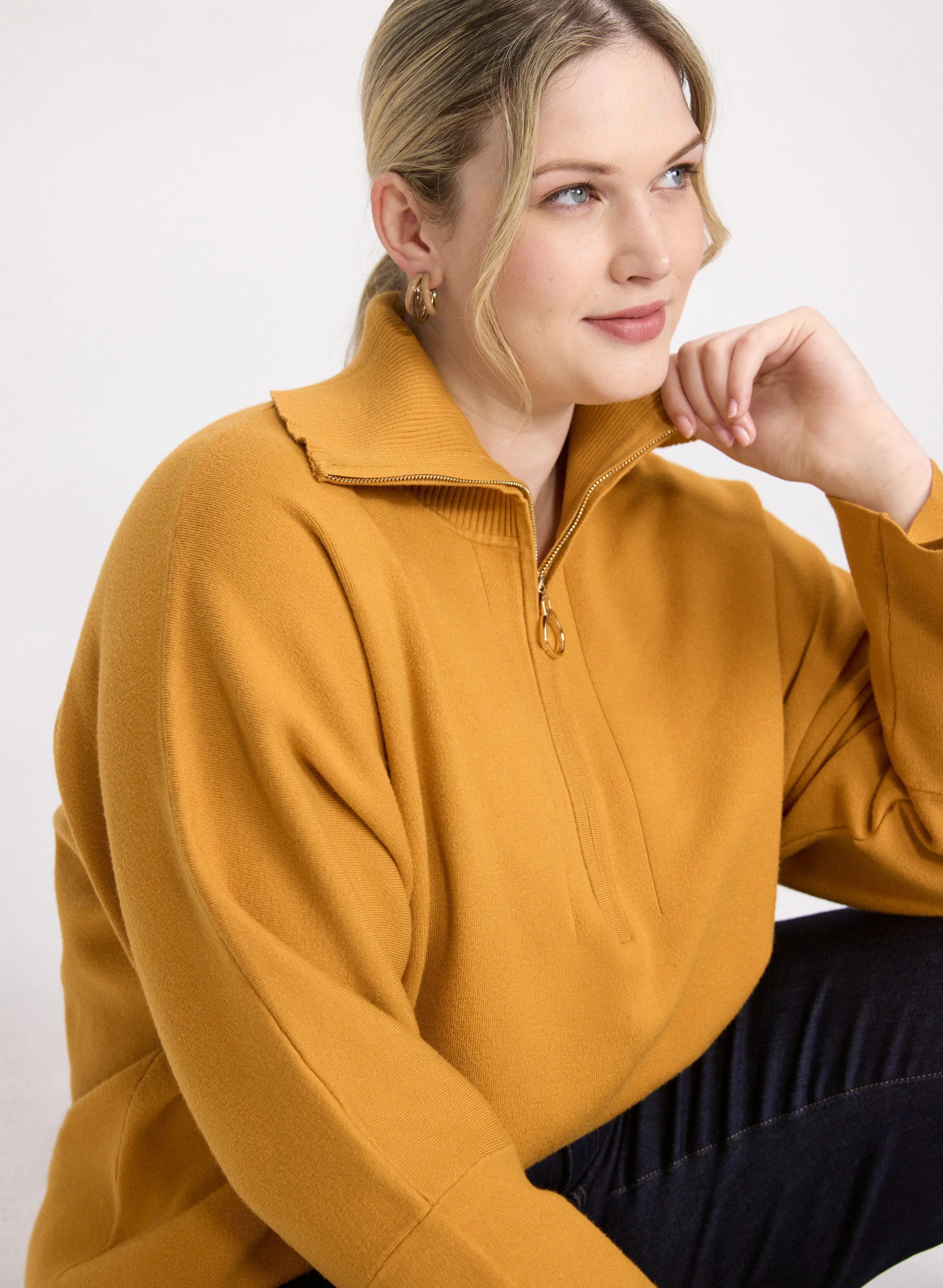 Joseph Ribkoff - Zip-Up Pullover Sweater - Image 2