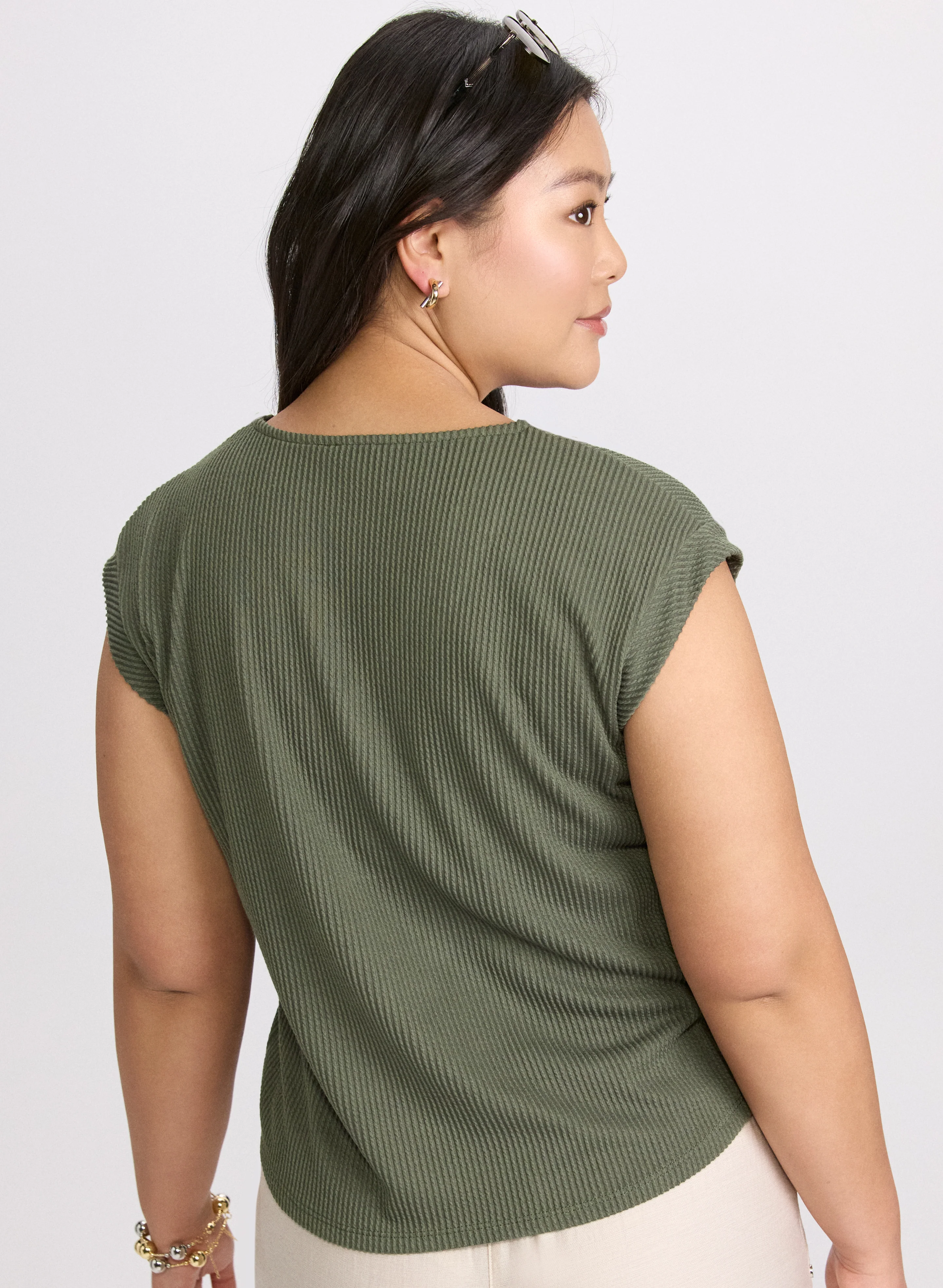 Knit Cap Sleeve Top - Image 4
