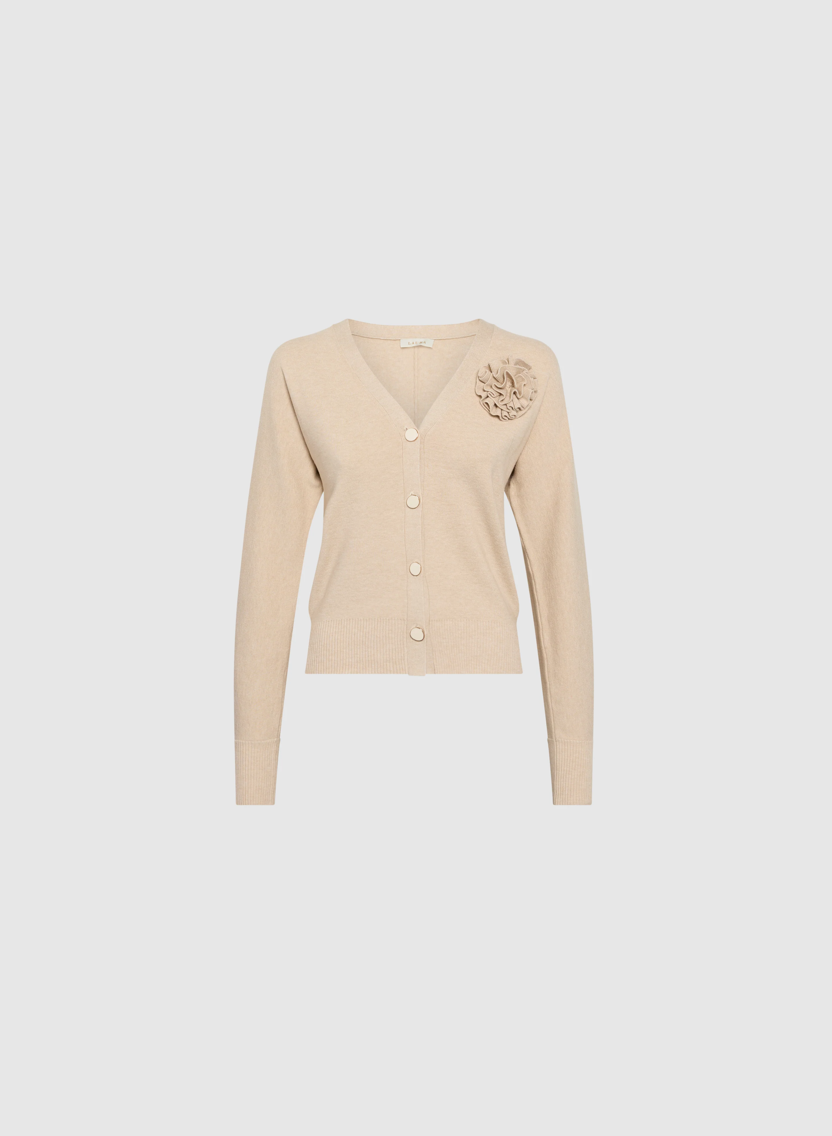 Knit Flower Appliqué Cardigan - Image 6
