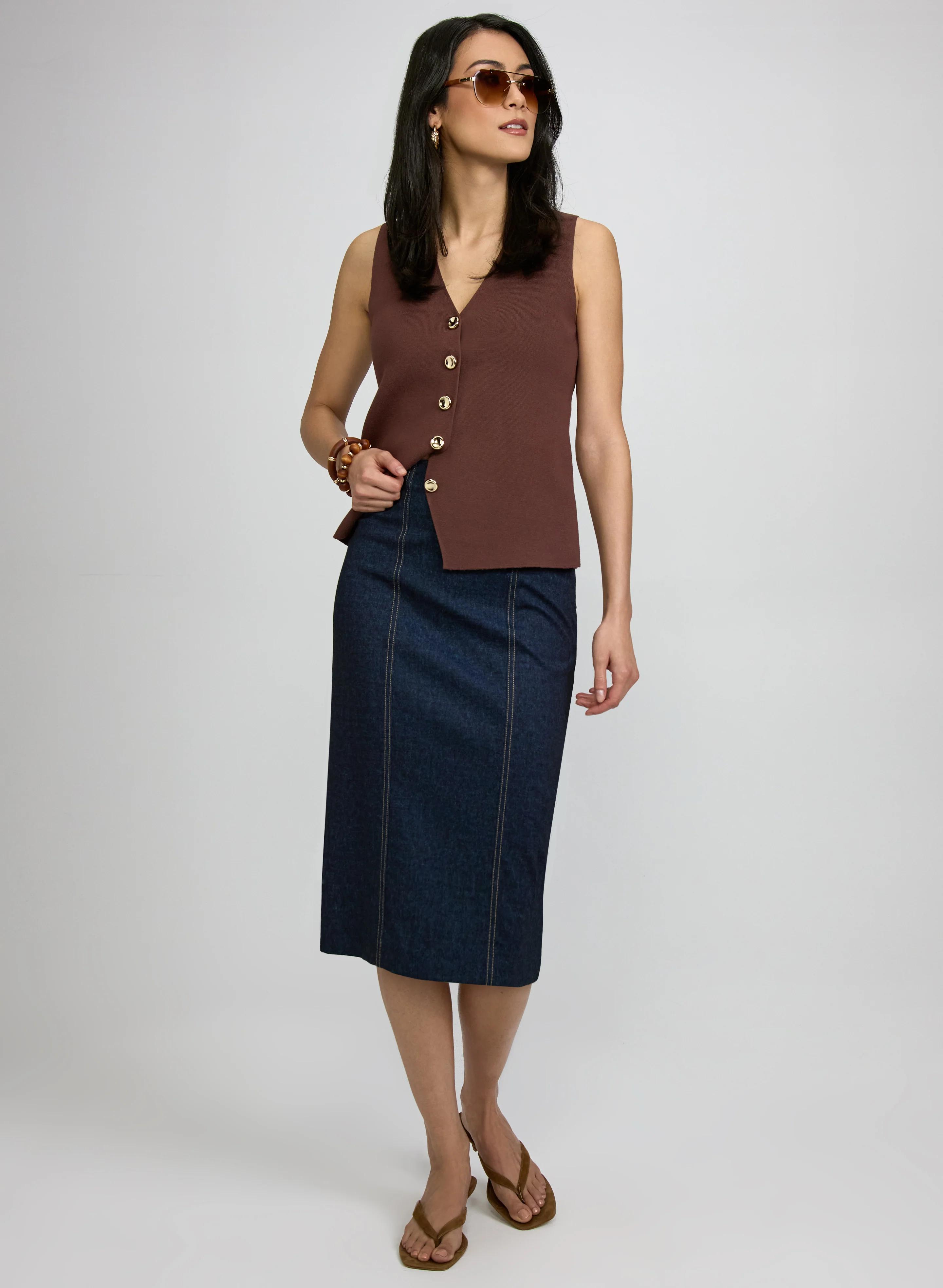 Topstitch Pencil Skirt - Image 4
