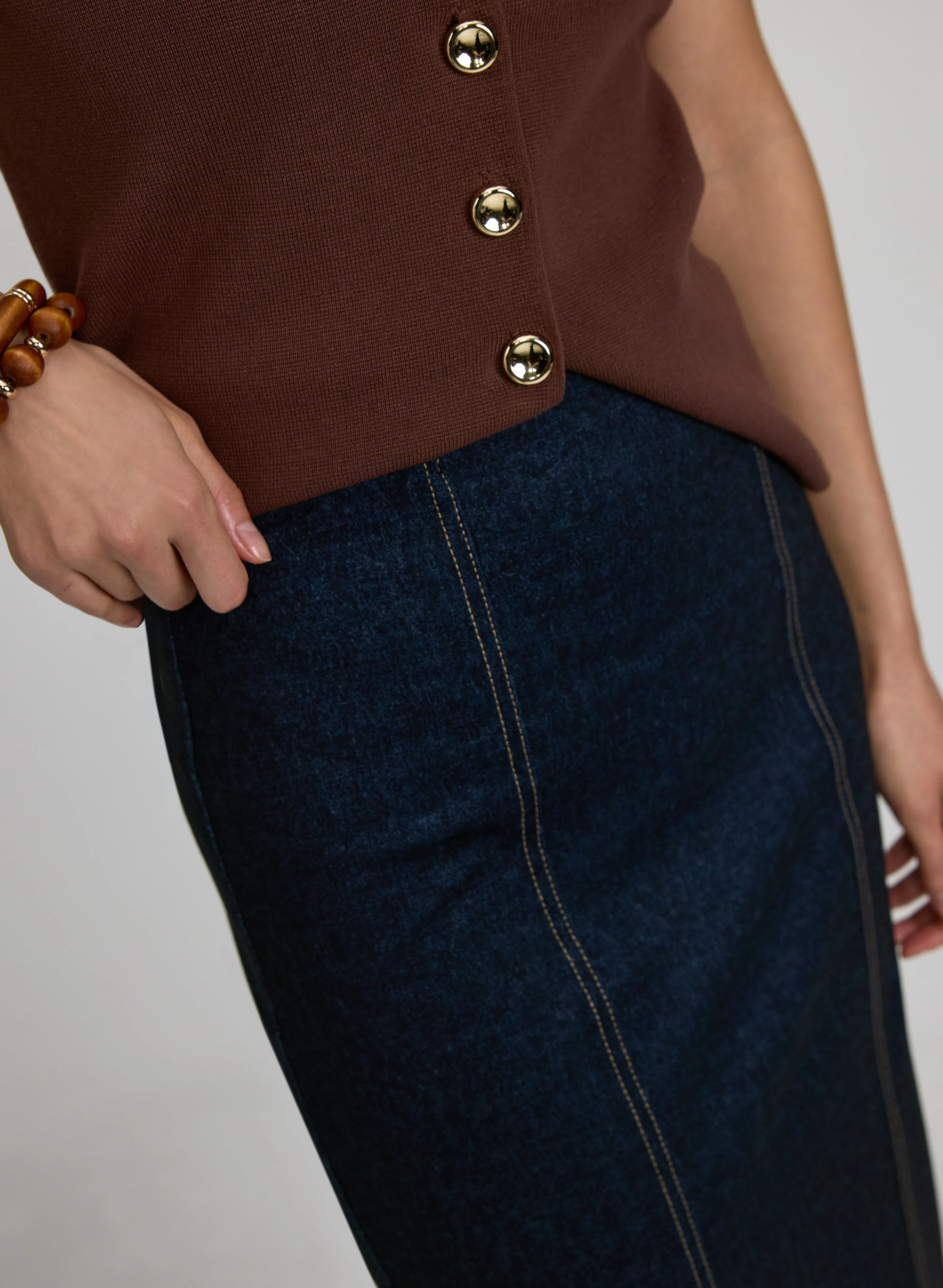 Topstitch Pencil Skirt - Image 5