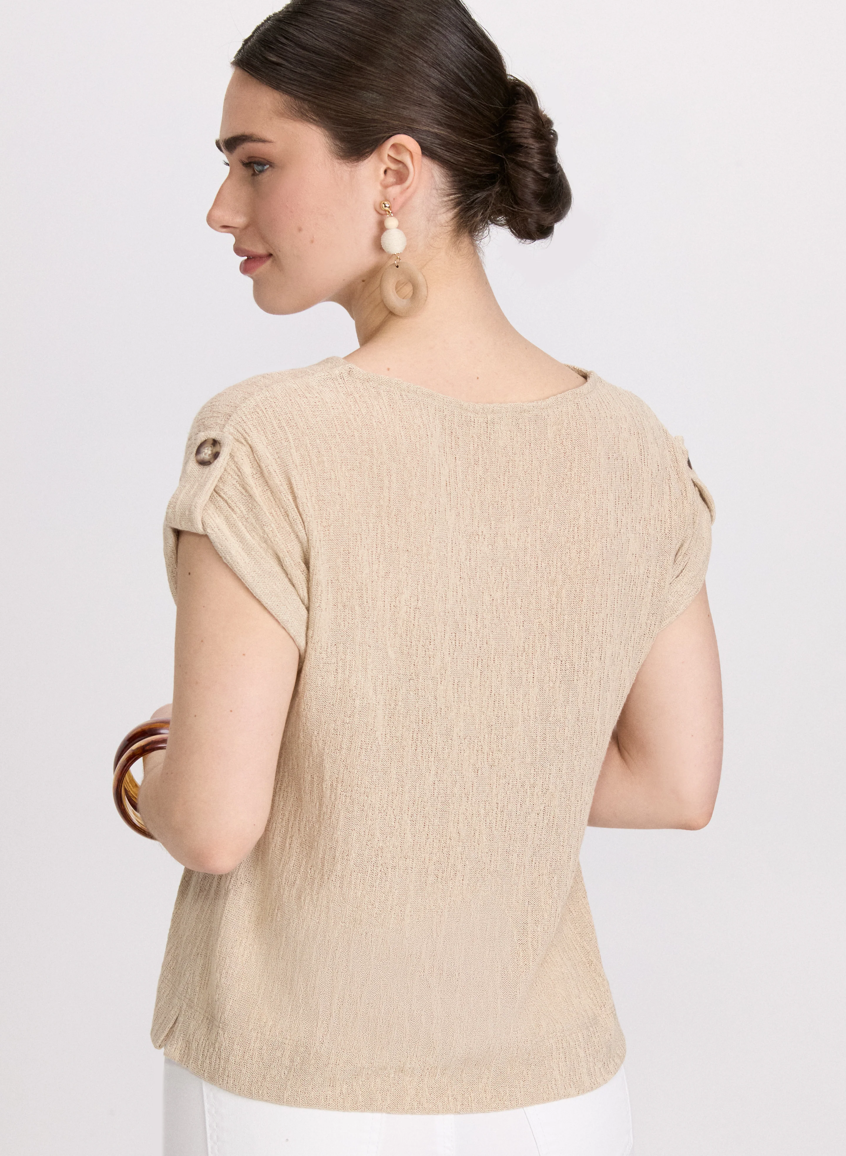 Knit Rolled Sleeve Top - Image 2