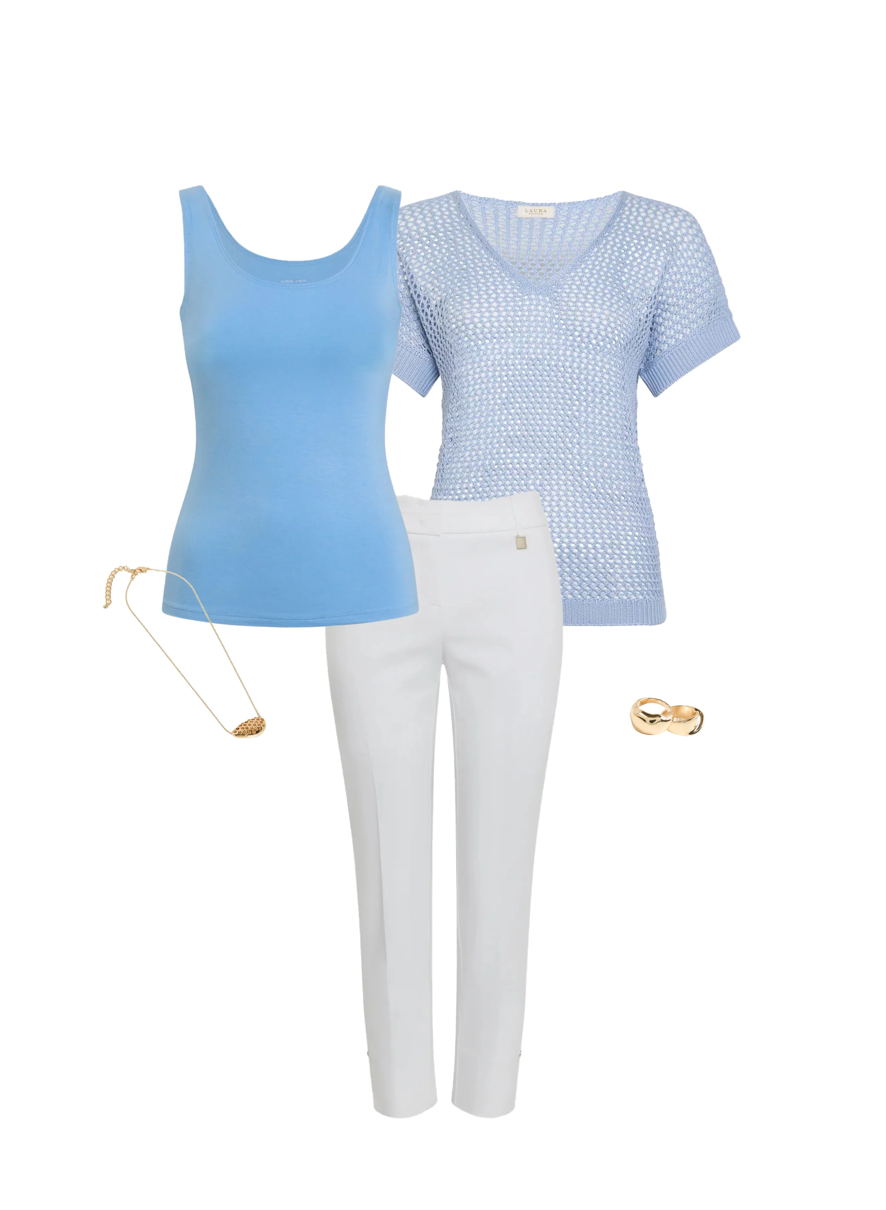 Knit Short Sleeve Sweater & Cotton Twill Pants