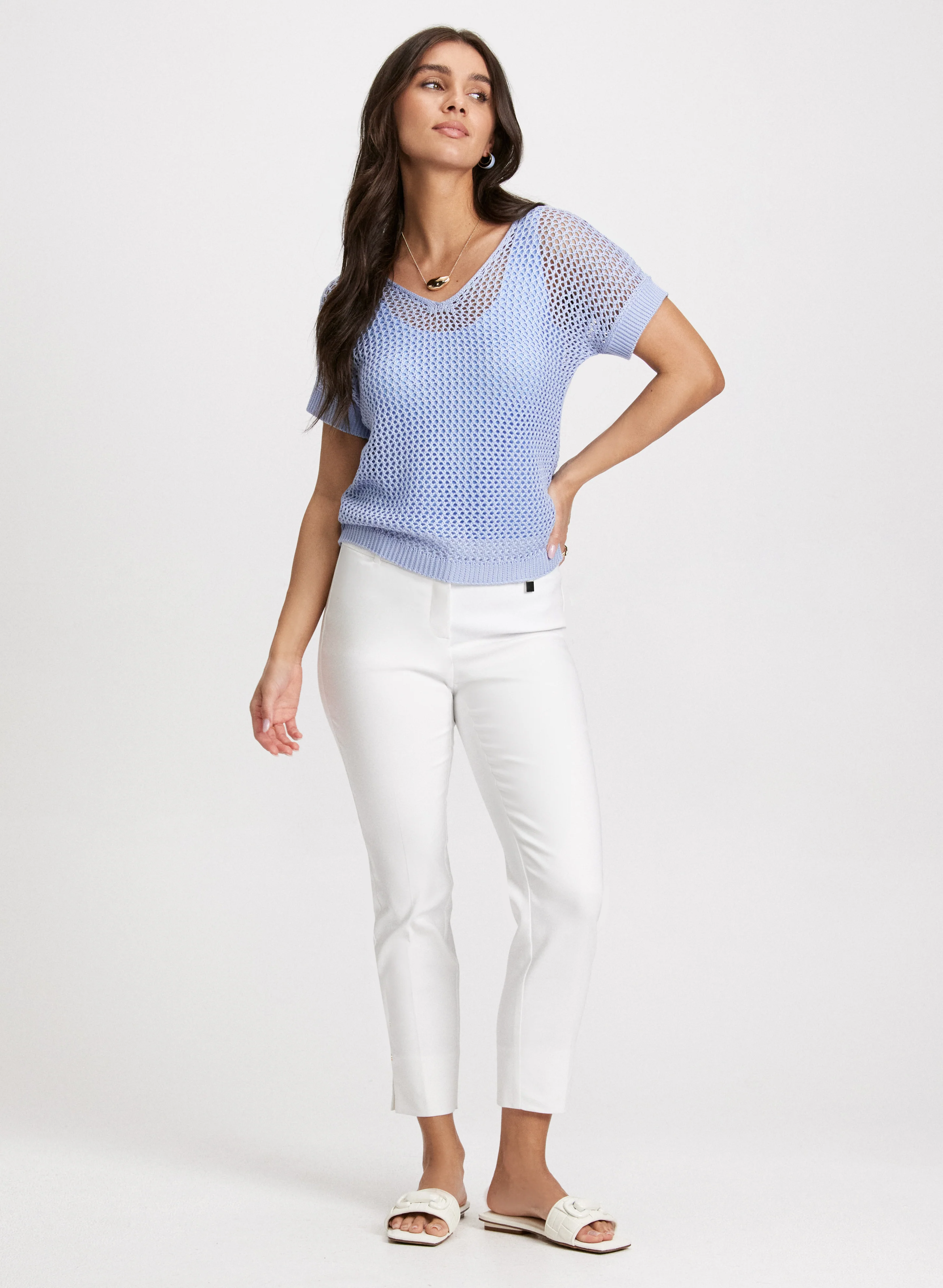 Knit Short Sleeve Sweater & Cotton Twill Pants - Image 2