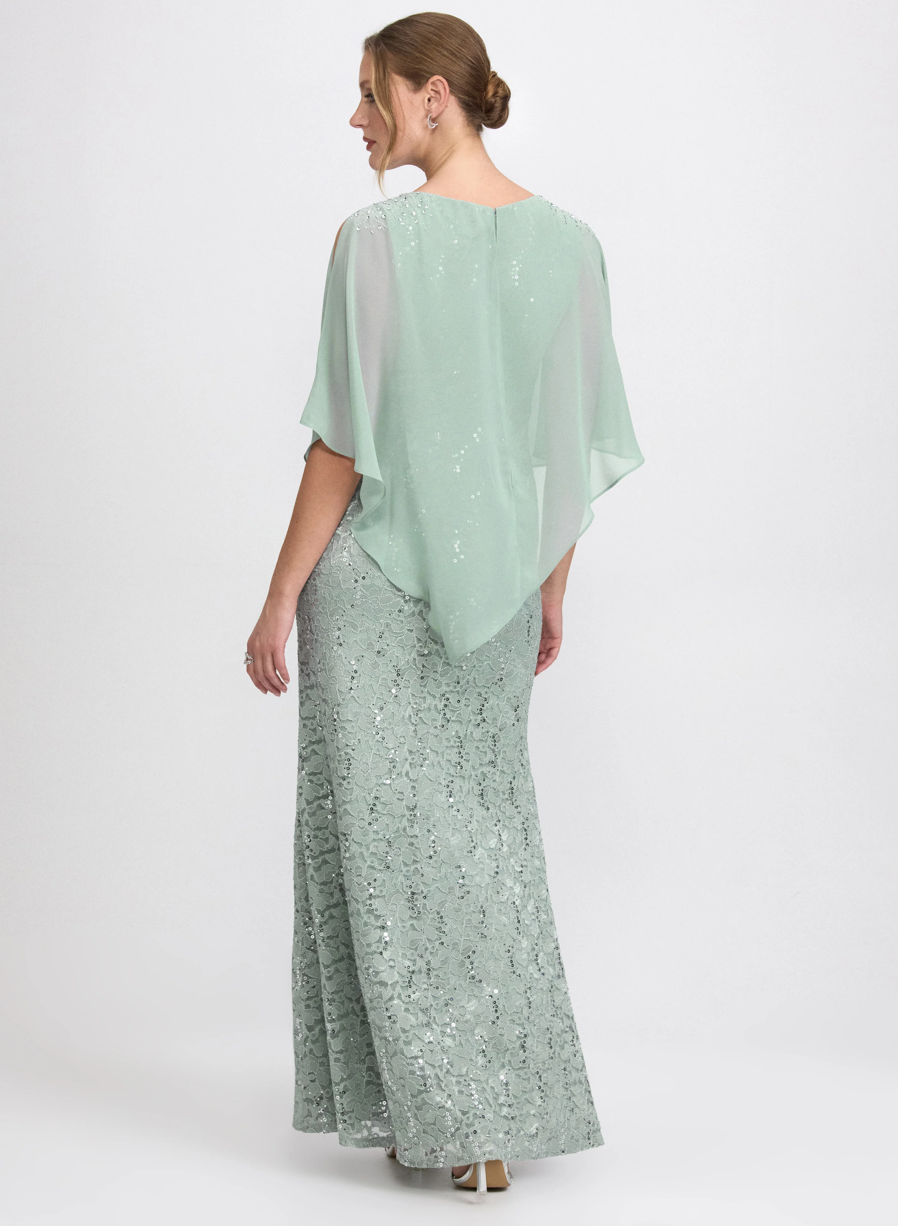 Lace Capelet Overlay Dress - Image 4