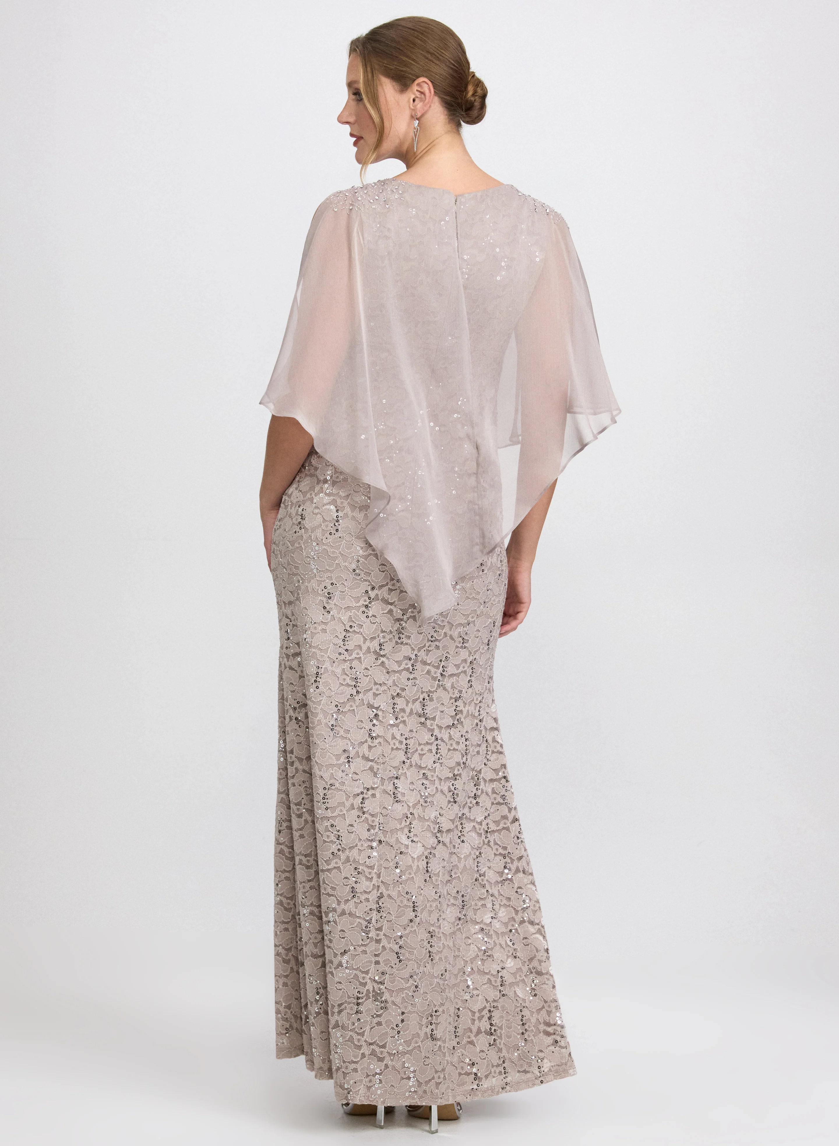 Lace Capelet Overlay Dress - Image 4