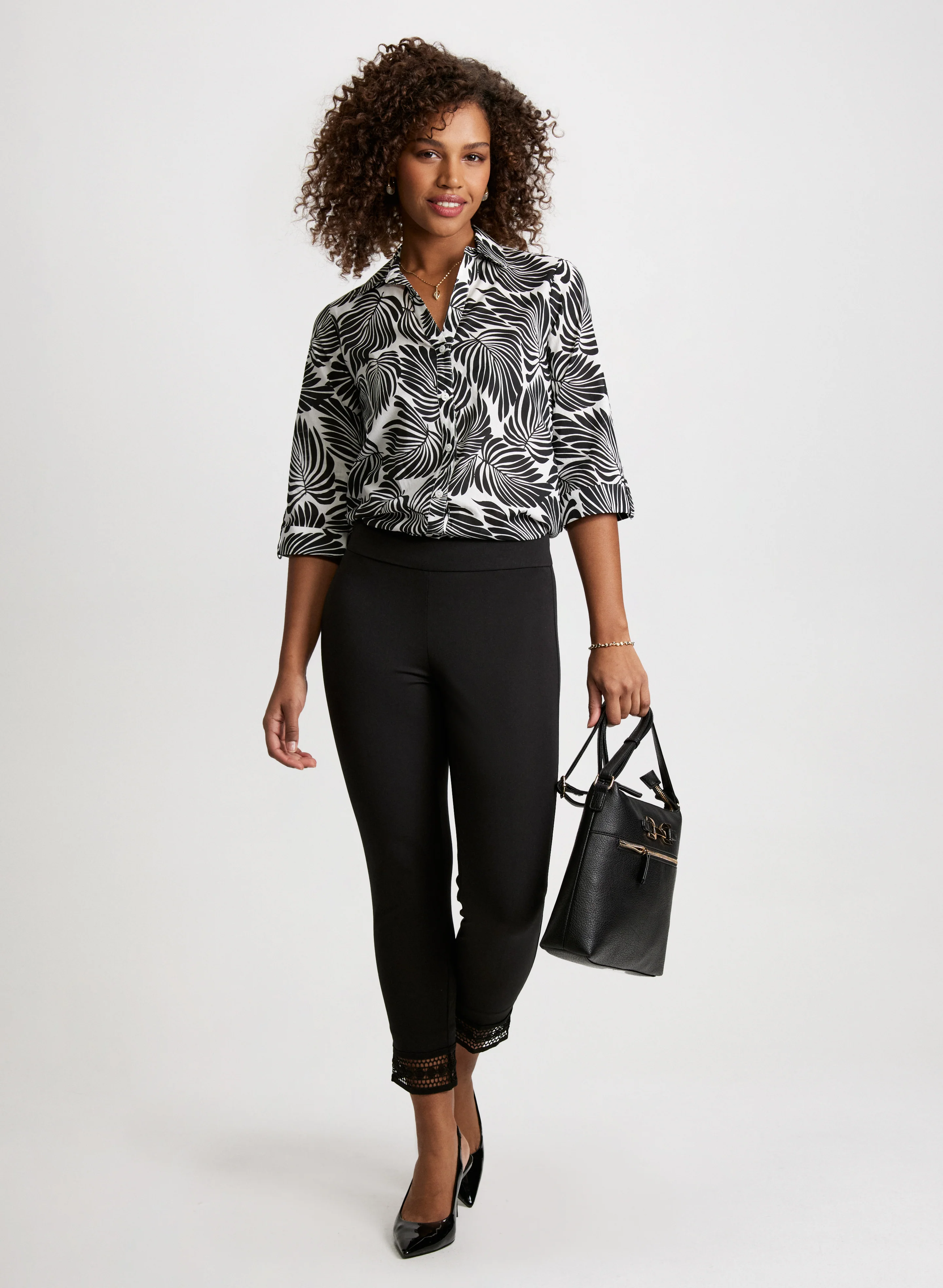 Lace Hem Pull-On Ankle Pants - Image 3