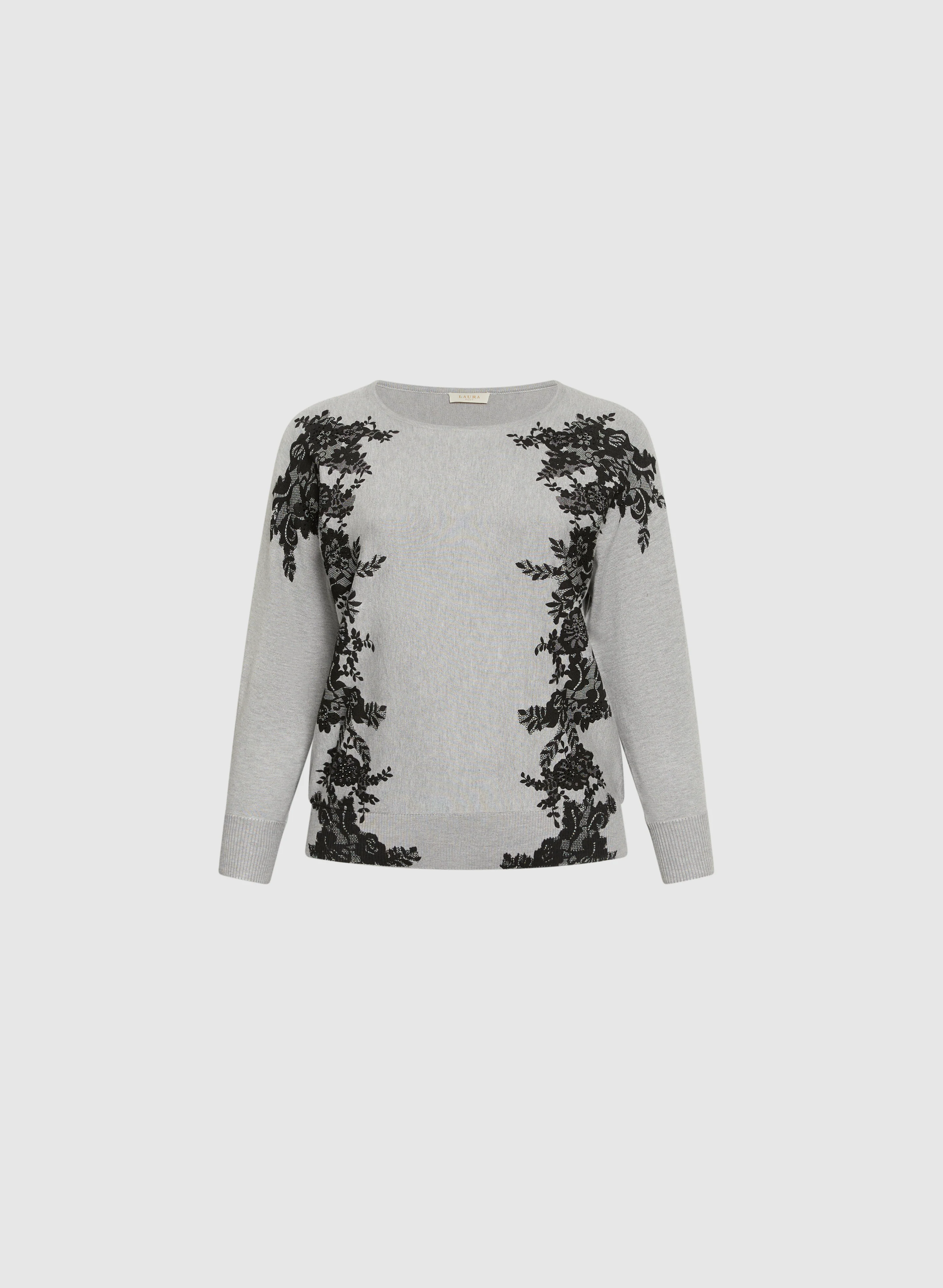 Lace Print Knit Pullover - Image 6
