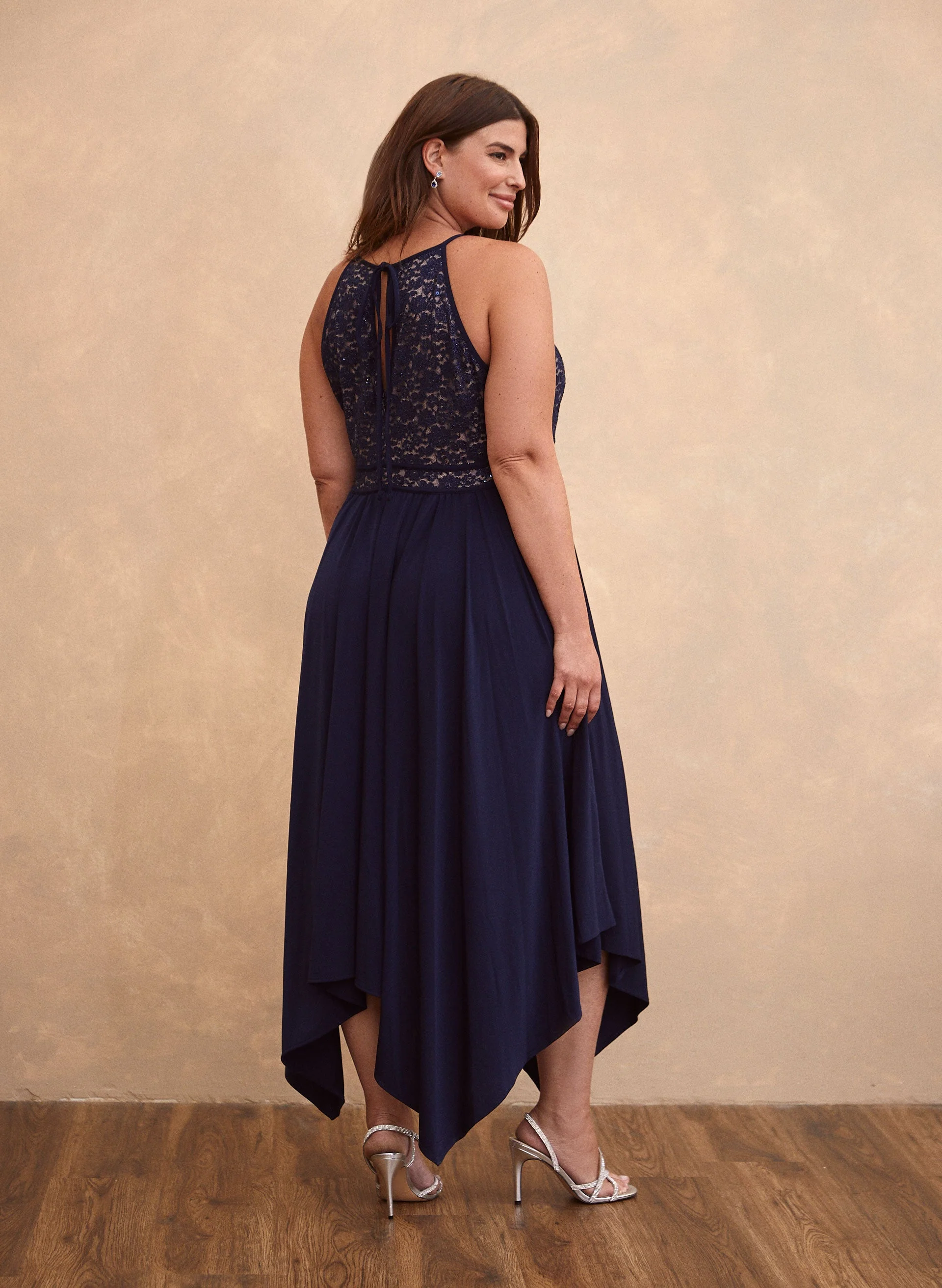 Lace & Sequin Asymmetric Dress - Image 2