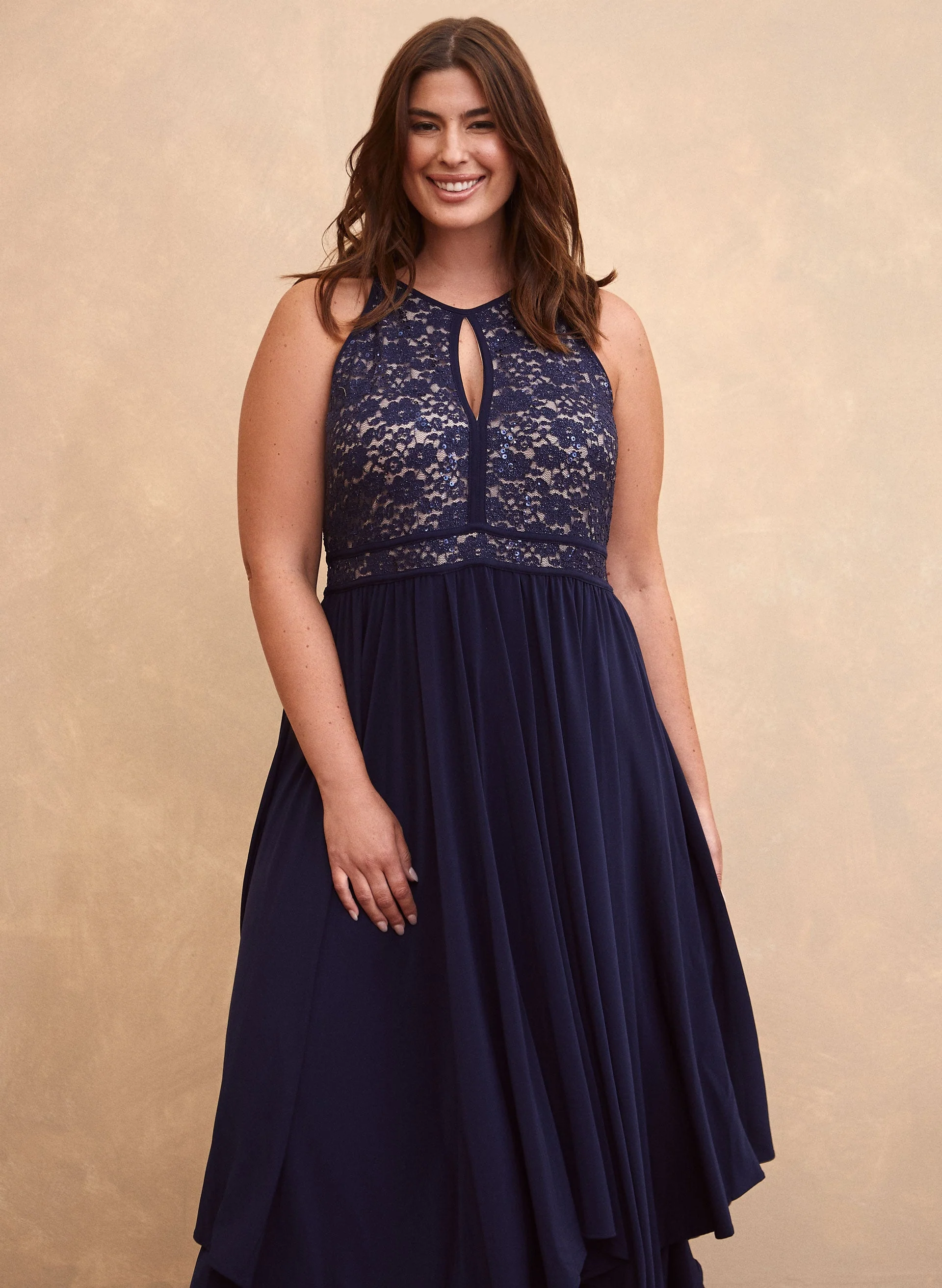 Lace & Sequin Asymmetric Dress - Image 4