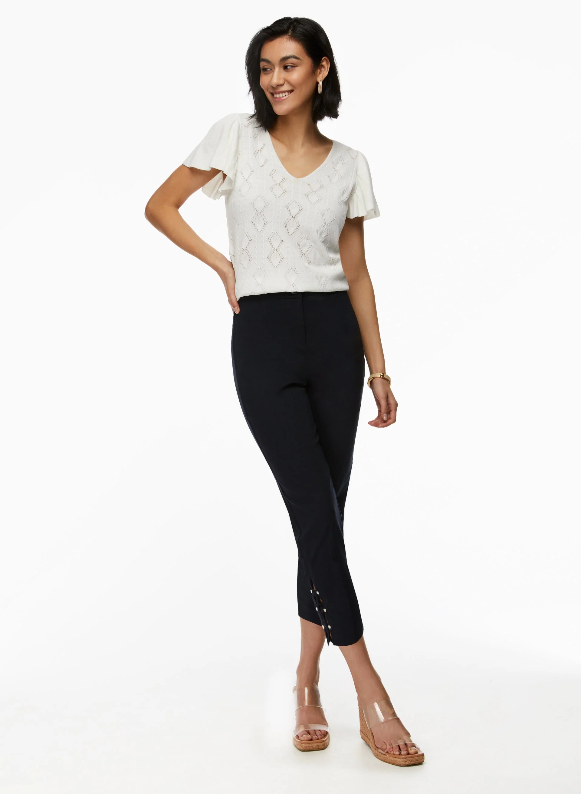 Lace-Up Detail Capri Pants - Image 3