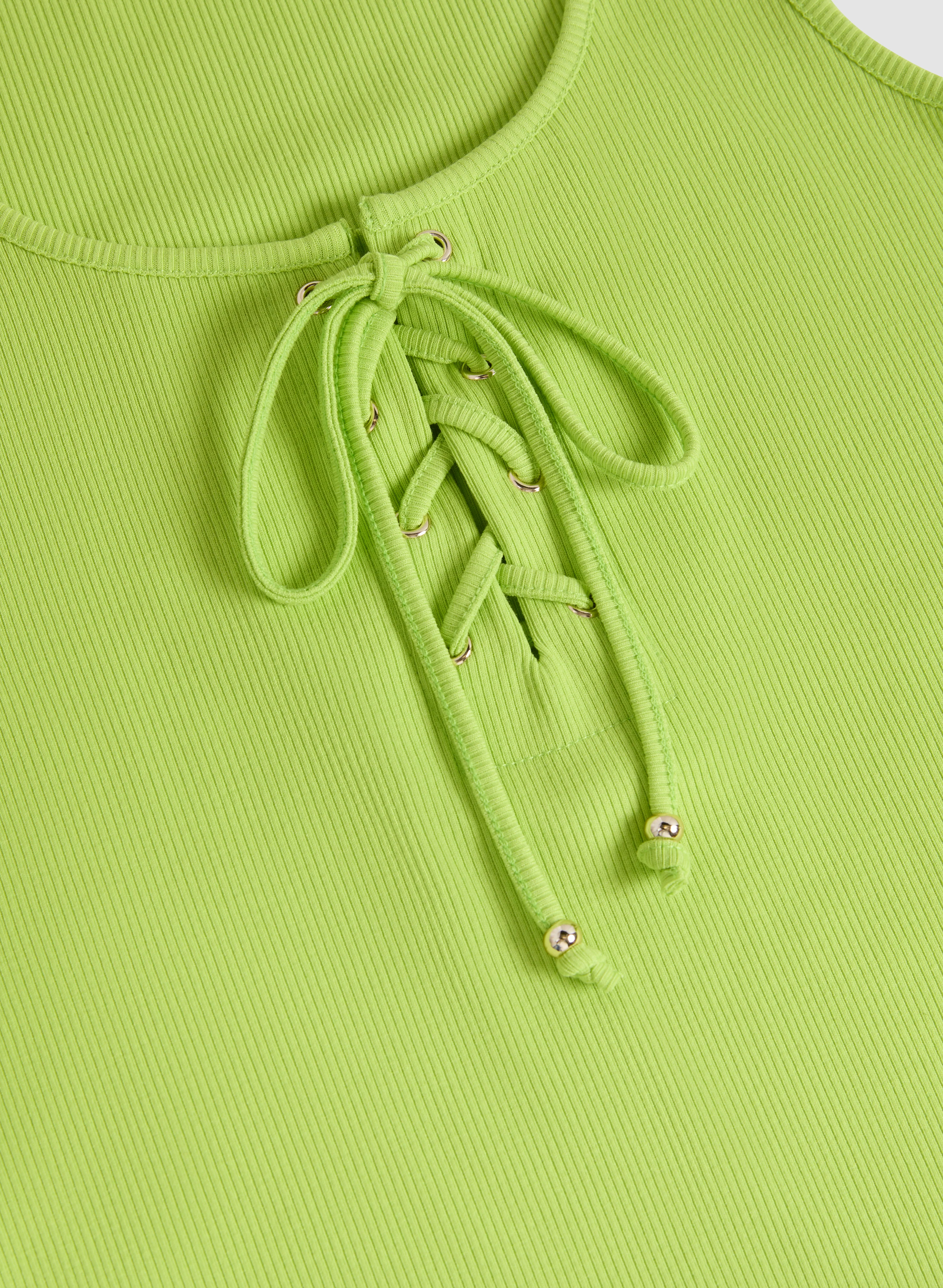 Lace-Up Ribbed Tank Top - Image 7