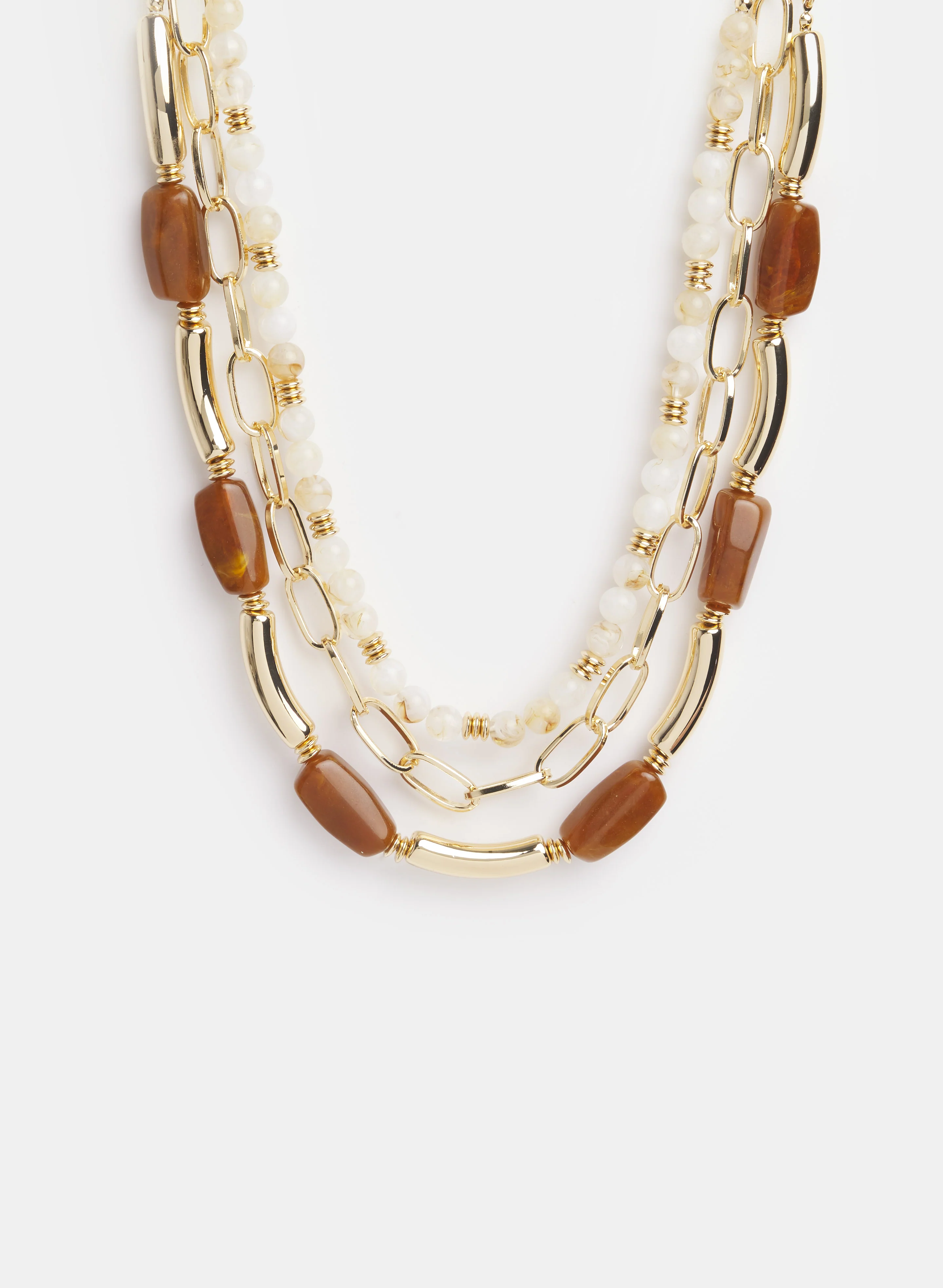 Layered Beaded Chain Necklace