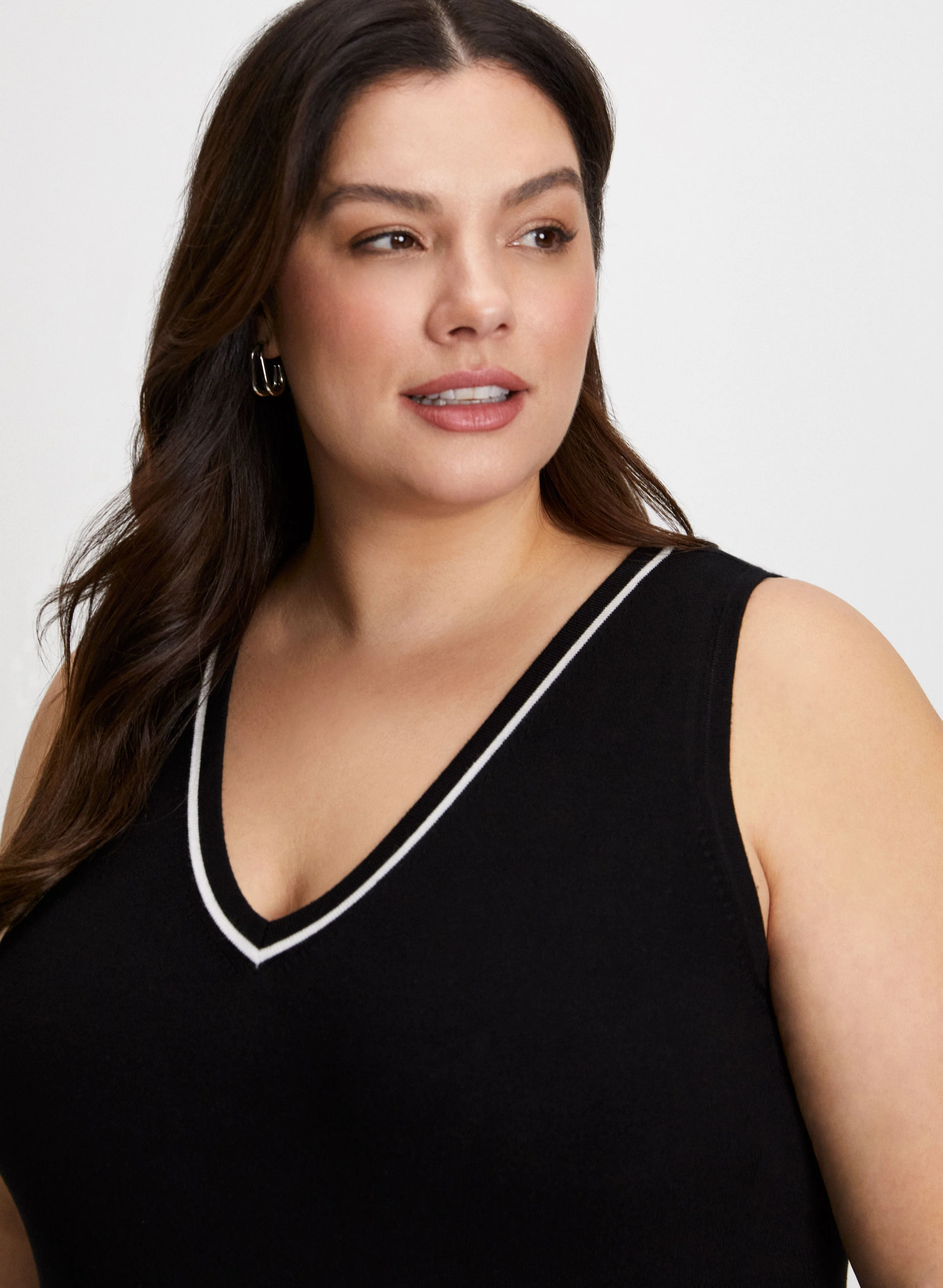 Contrast Stripe Sleeveless Knit Top - Image 3
