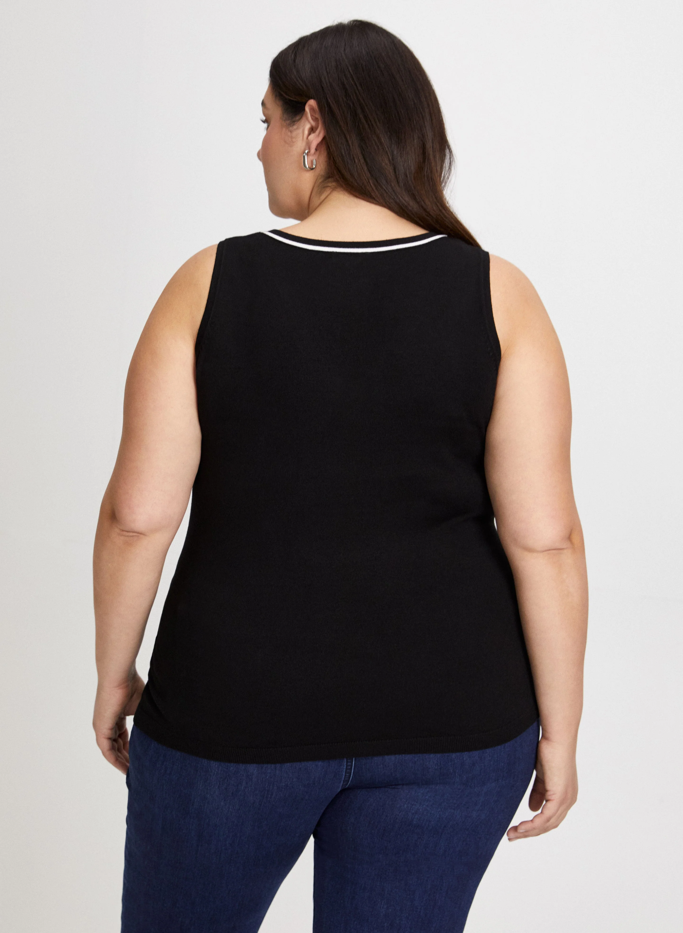 Contrast Stripe Sleeveless Knit Top - Image 4