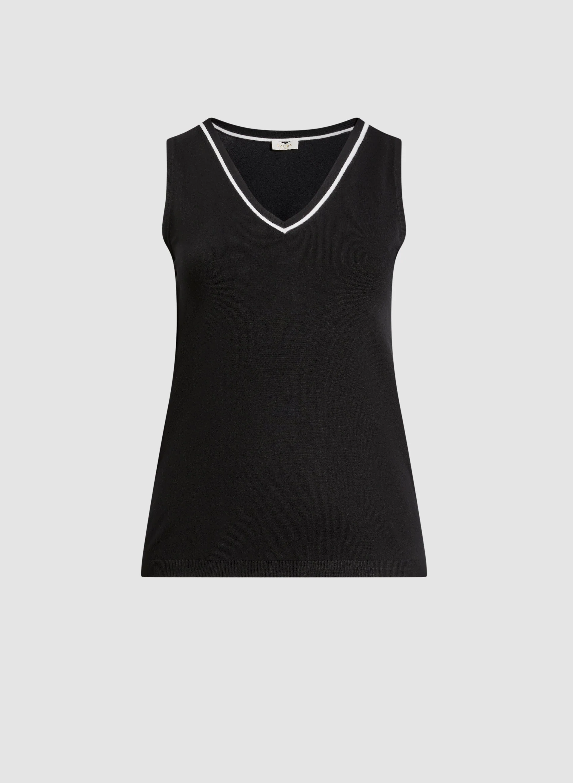 Contrast Stripe Sleeveless Knit Top - Image 6