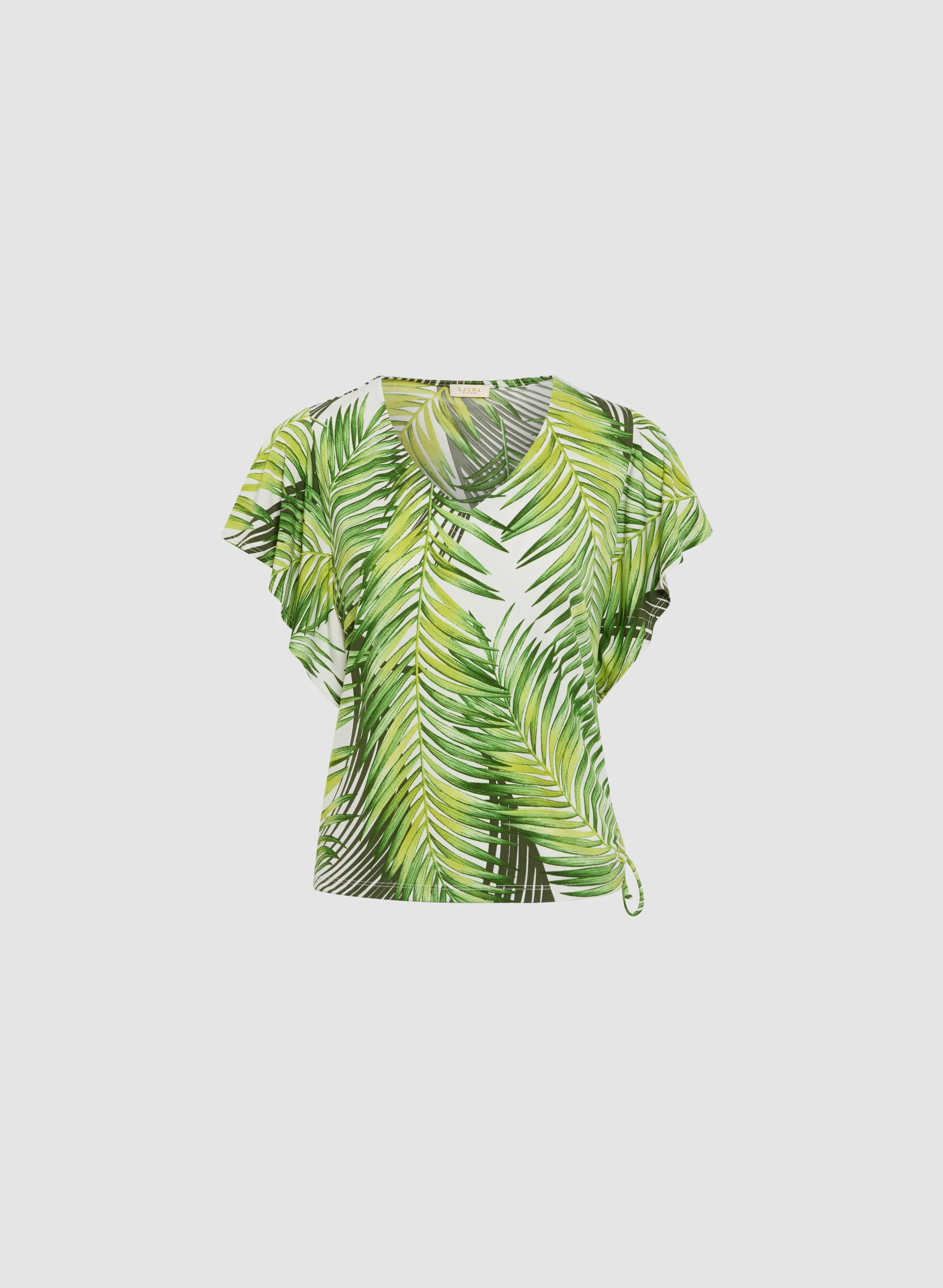 Leaf Print Cap-Sleeve Top - Image 6