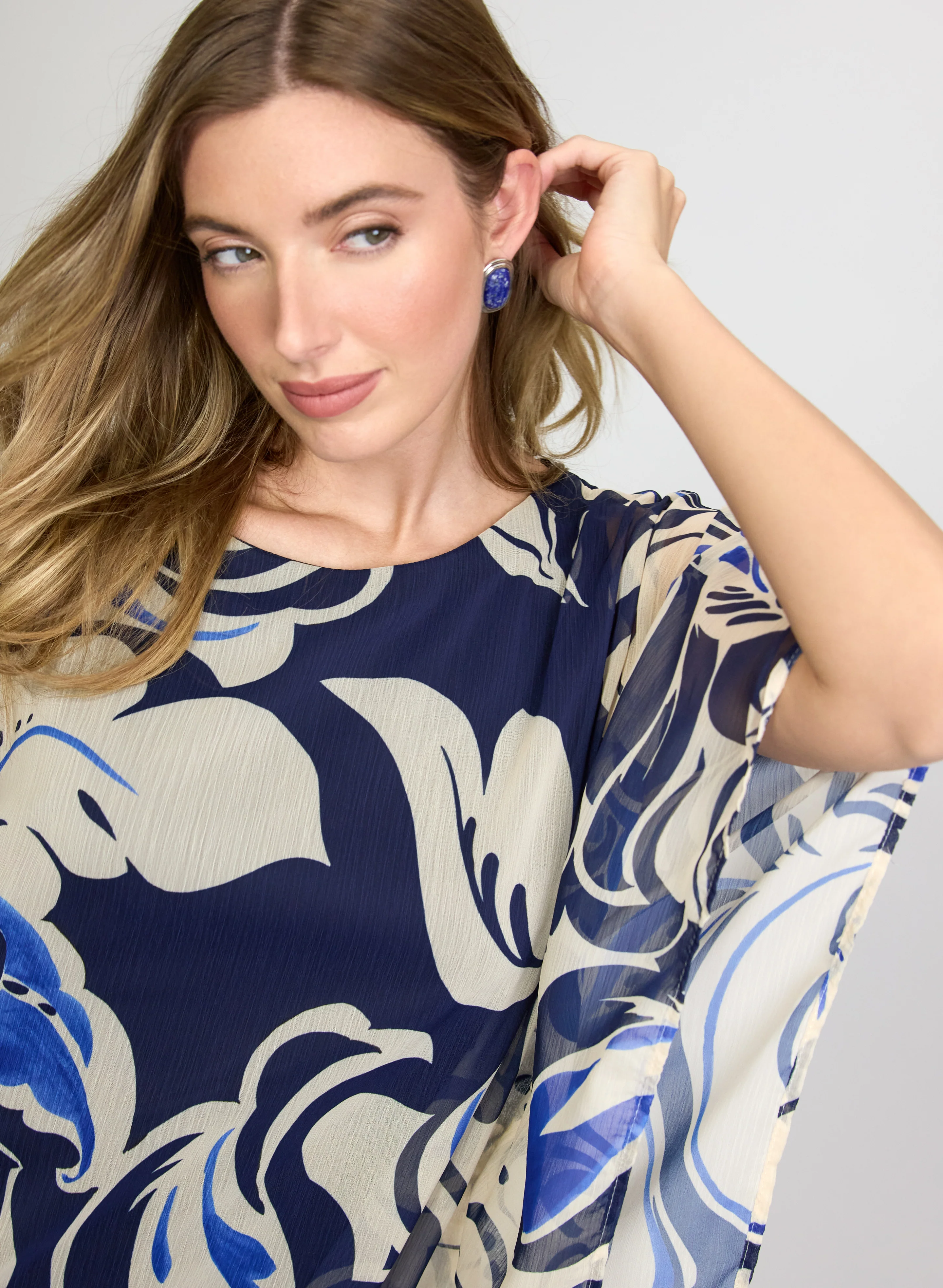 Leaf Print Chiffon Blouse - Image 2