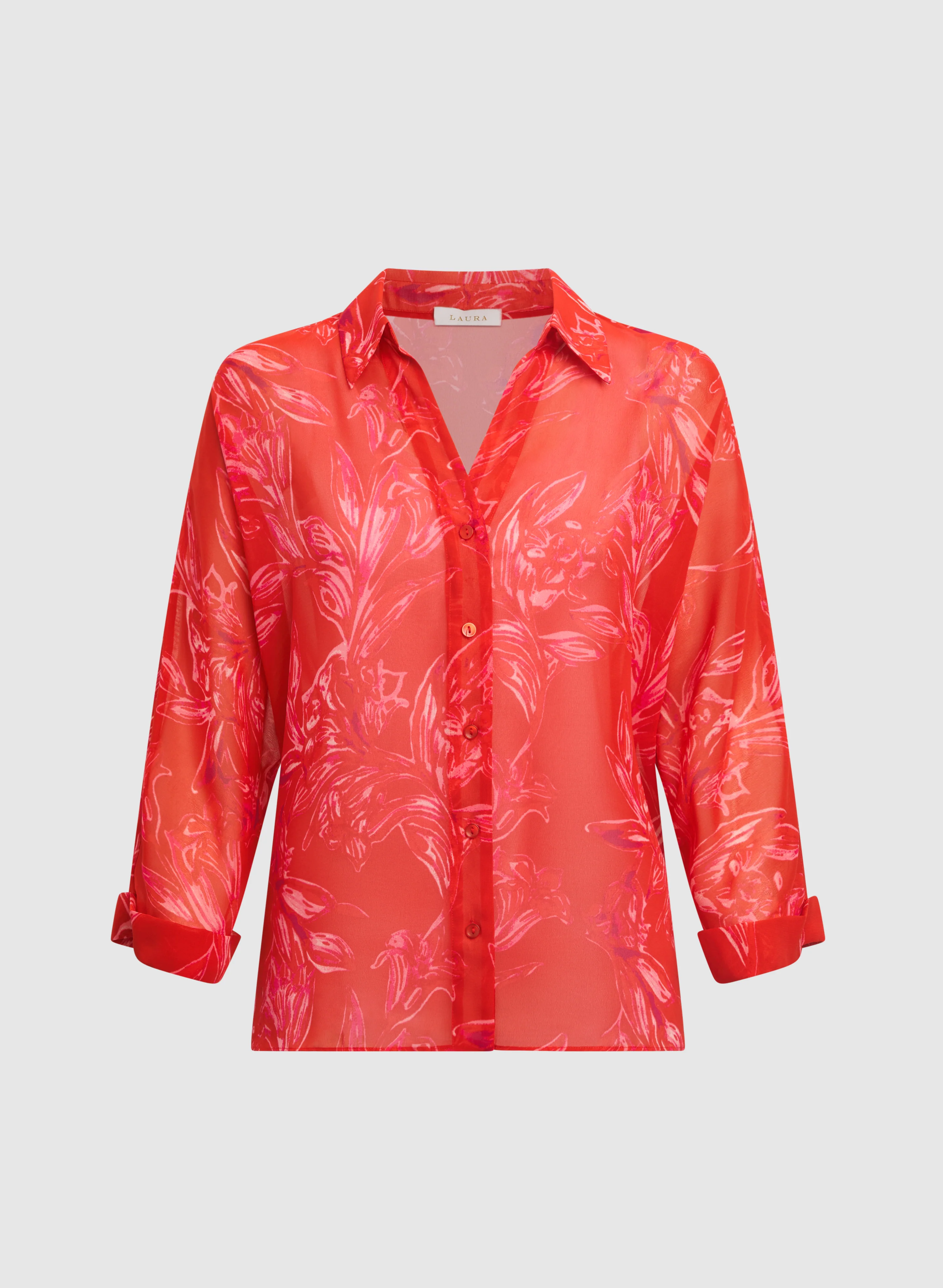 Leaf Print Chiffon Blouse - Image 6