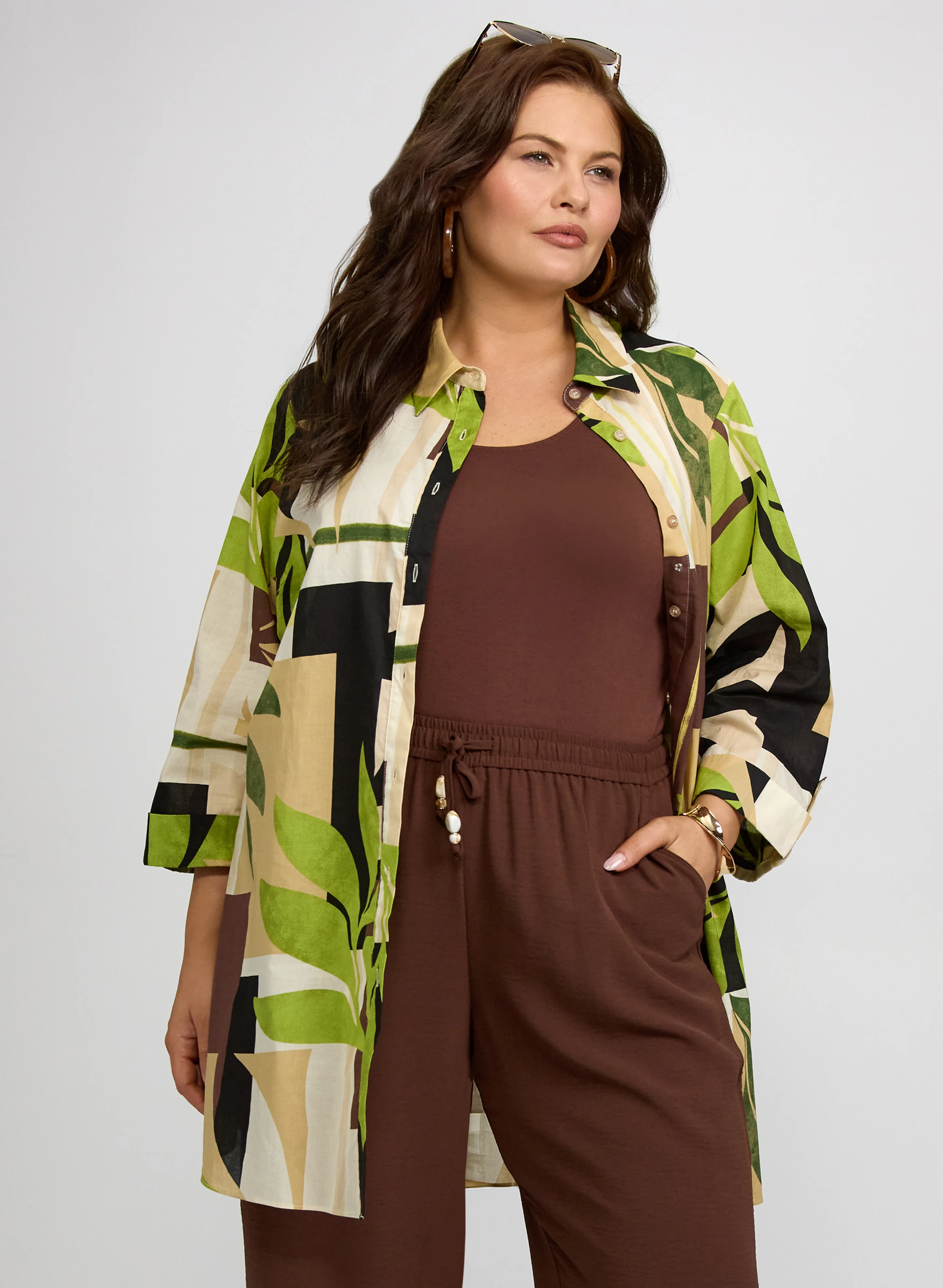 Leaf Print Cotton Blouse