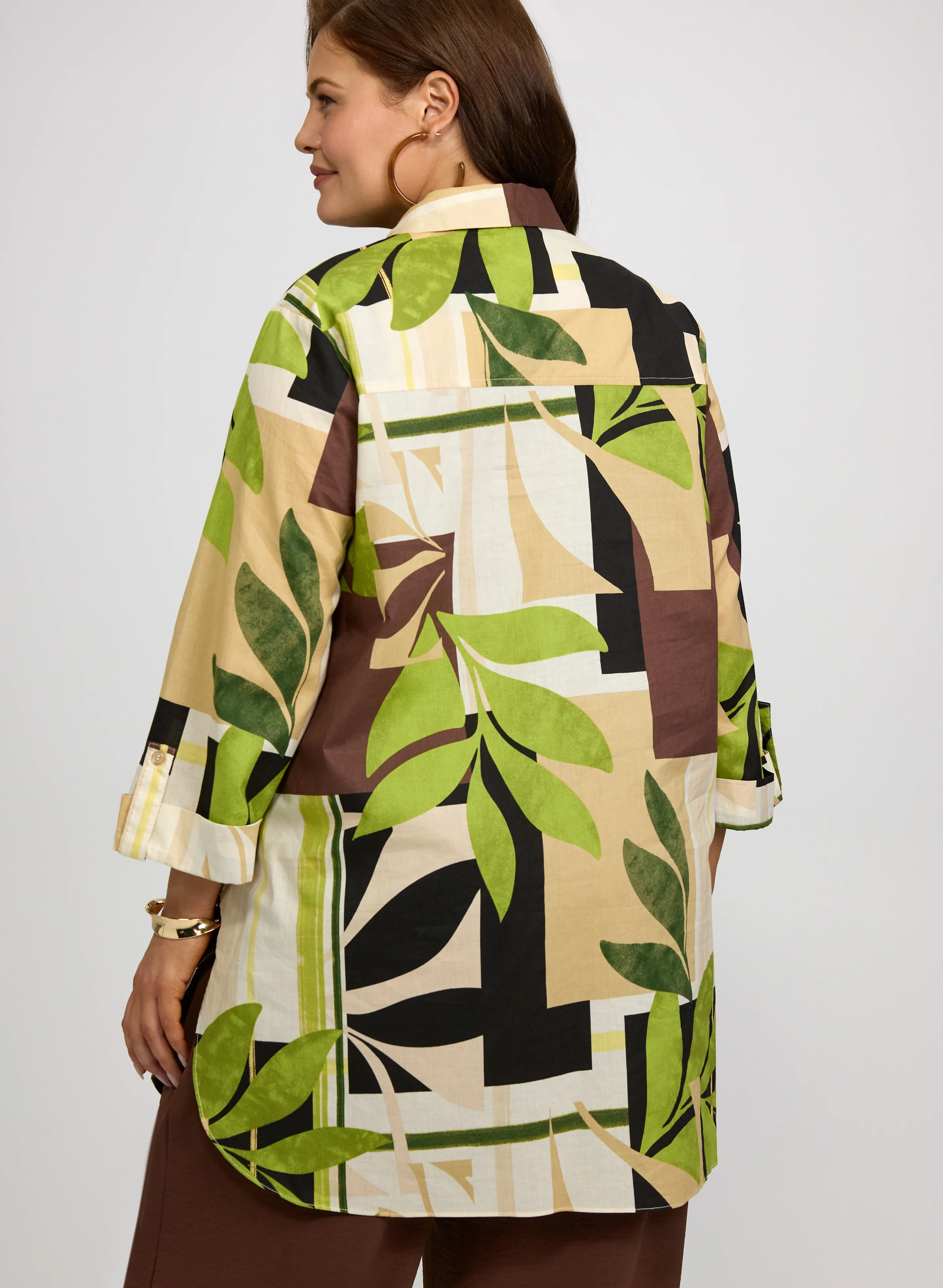 Leaf Print Cotton Blouse - Image 6