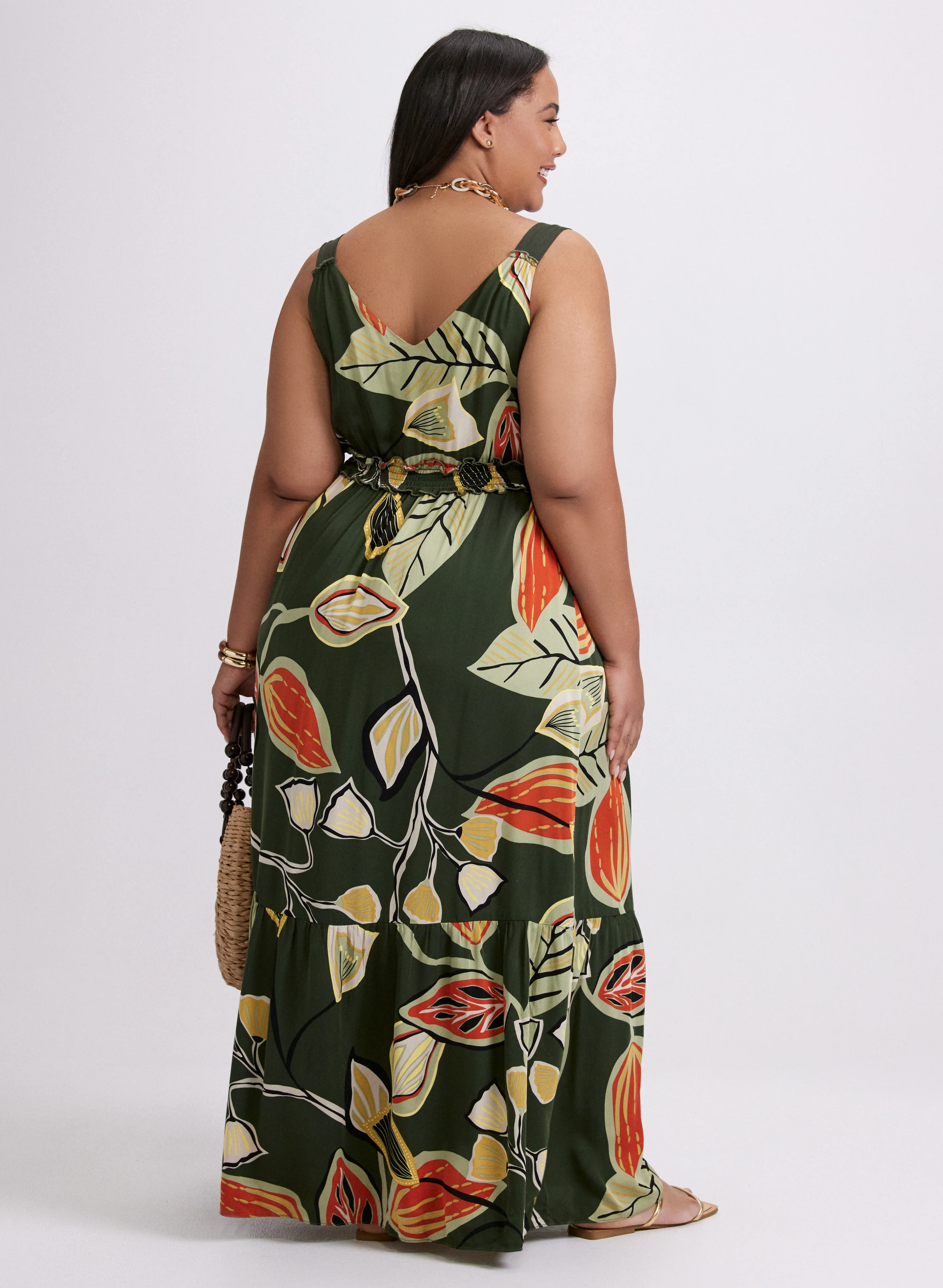 Leaf Print Maxi Dress - Image 5