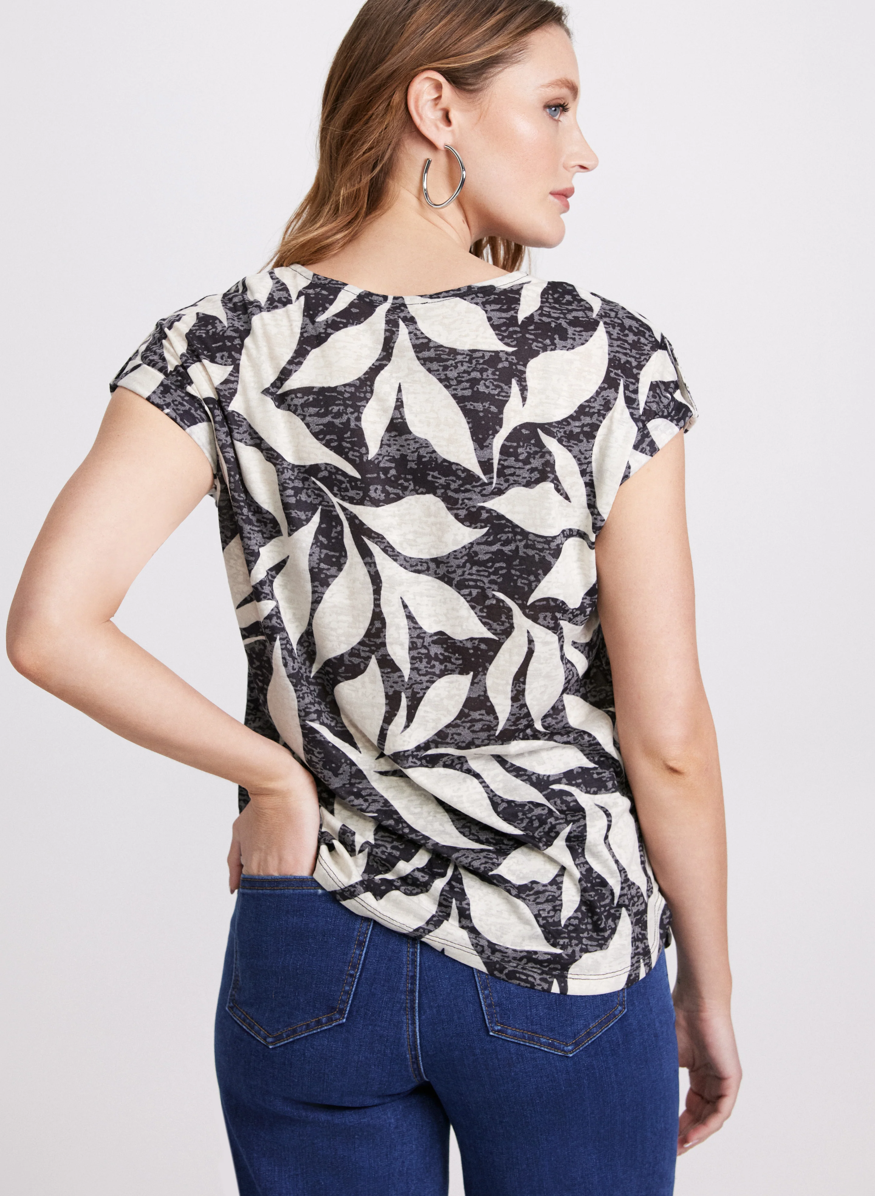 Leaf Print Studded T-Shirt - Image 3