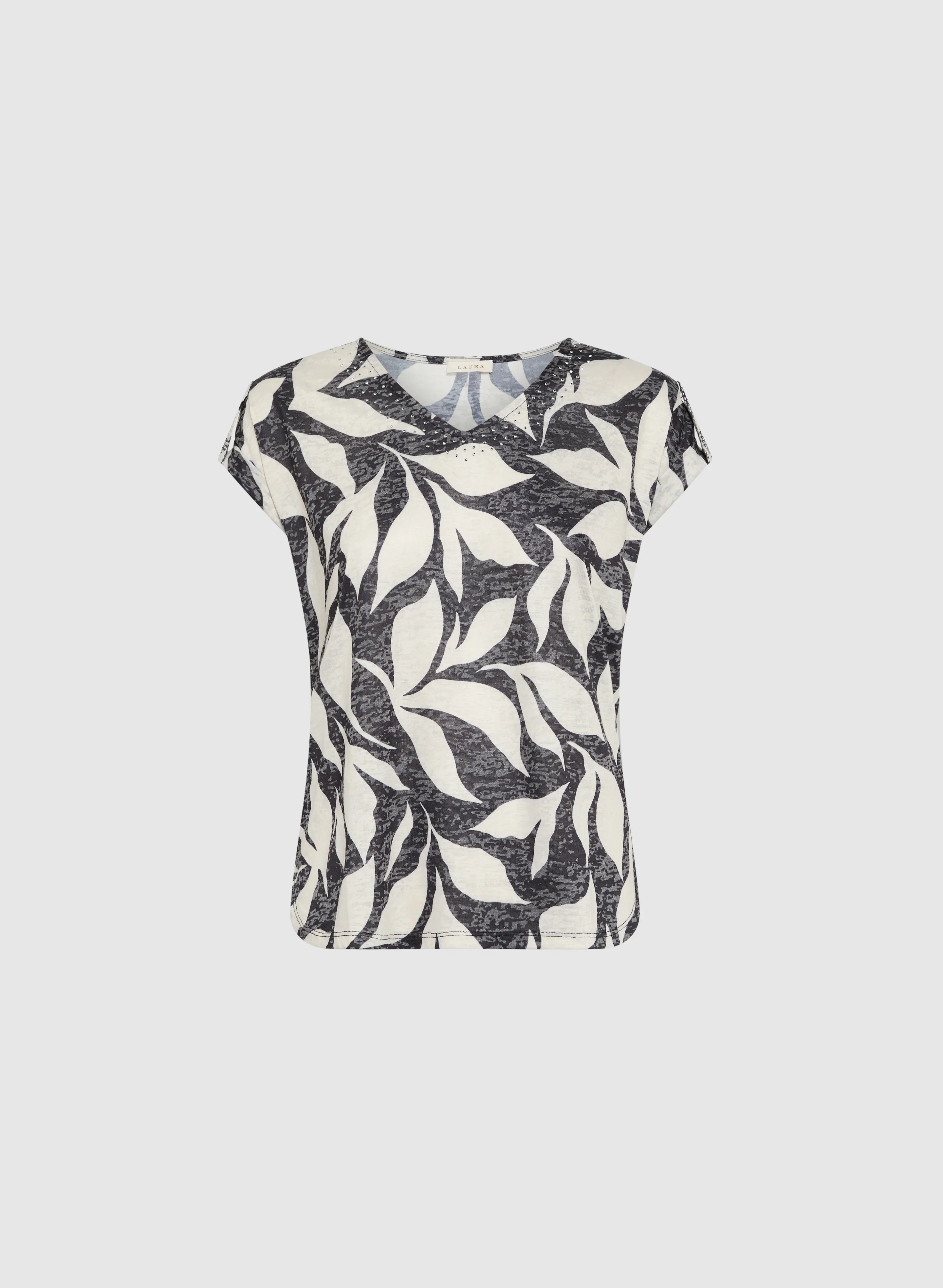 Leaf Print Studded T-Shirt - Image 6