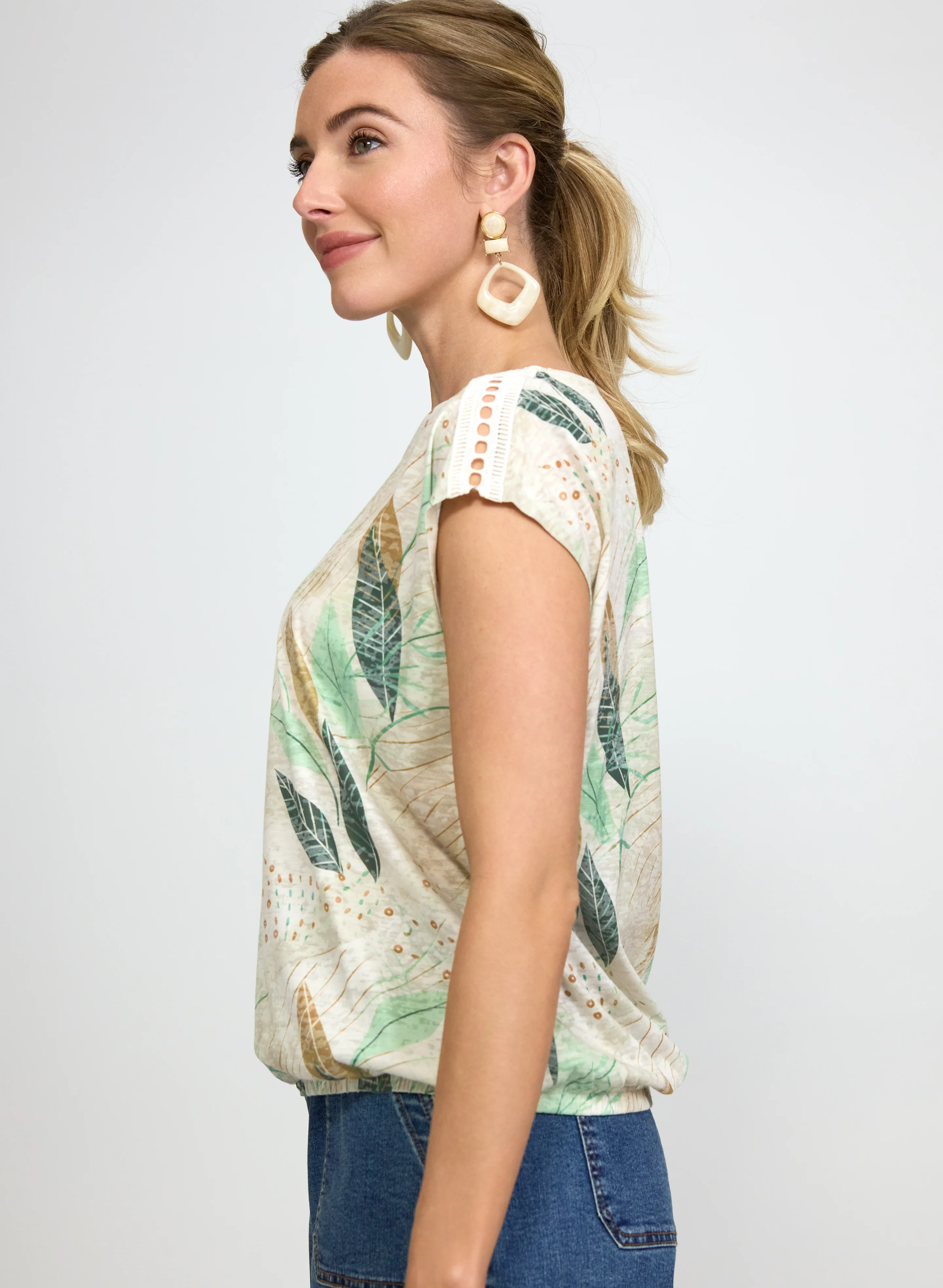 Leaf Print T-Shirt - Image 2