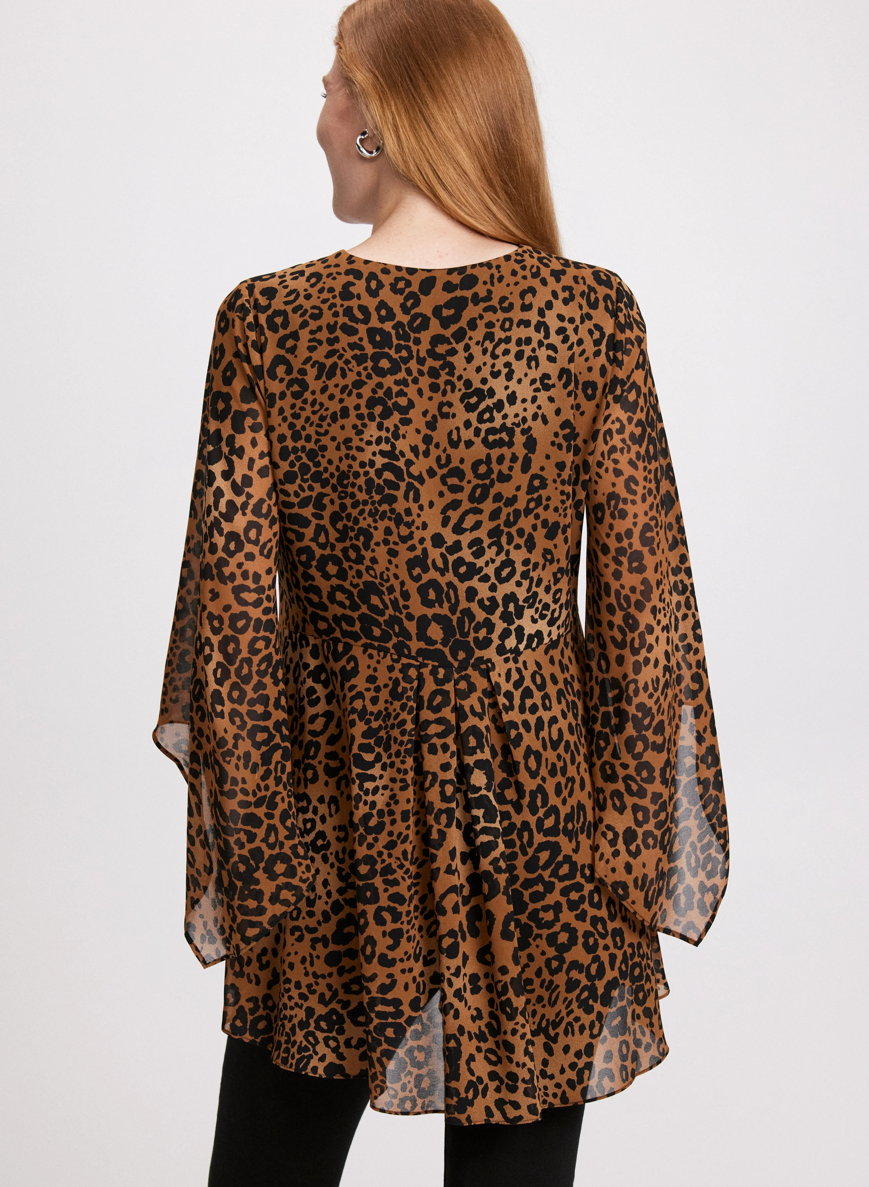 Leopard Print V-Neck Blouse - Image 4
