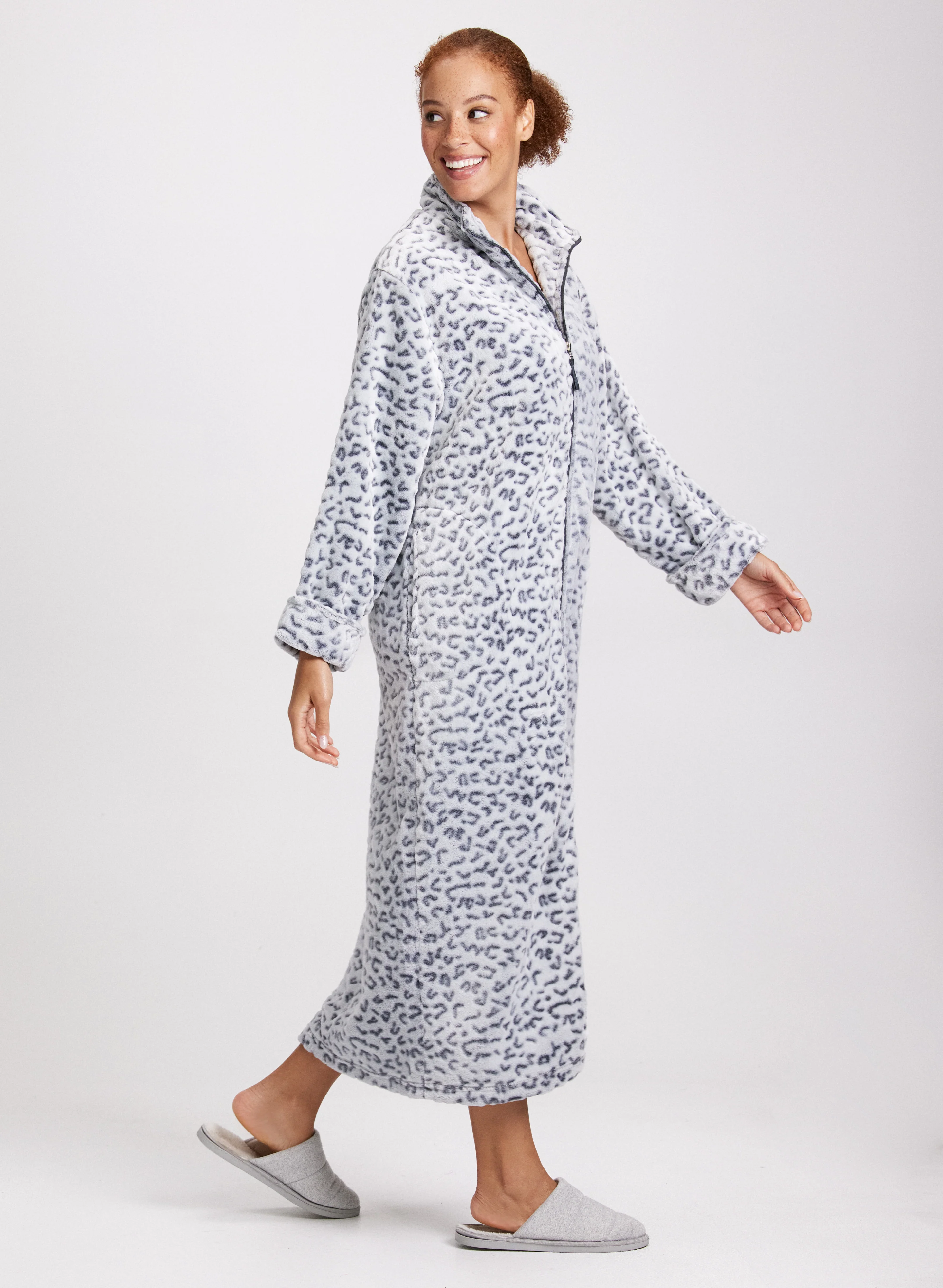 Leopard Print Zip-Front Robe - Image 2