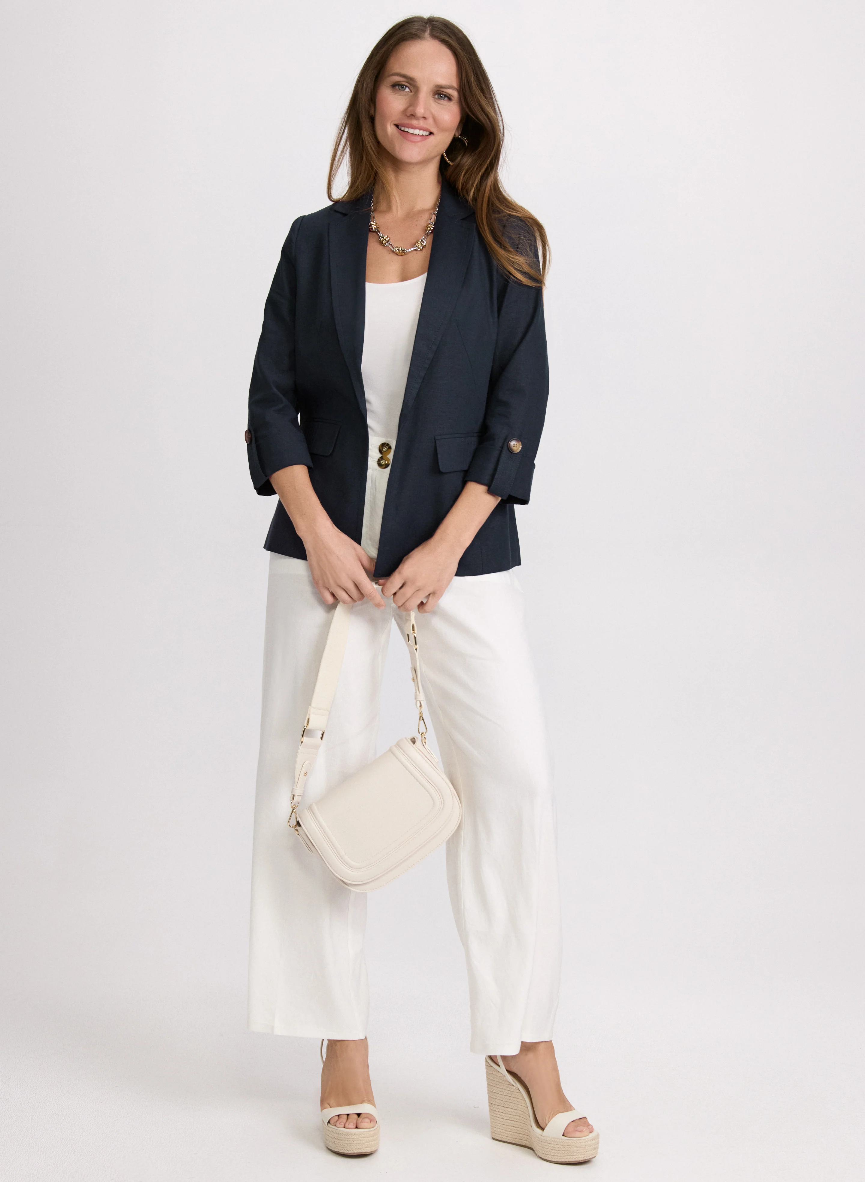 Linen-Blend Blazer & Olivia Pants