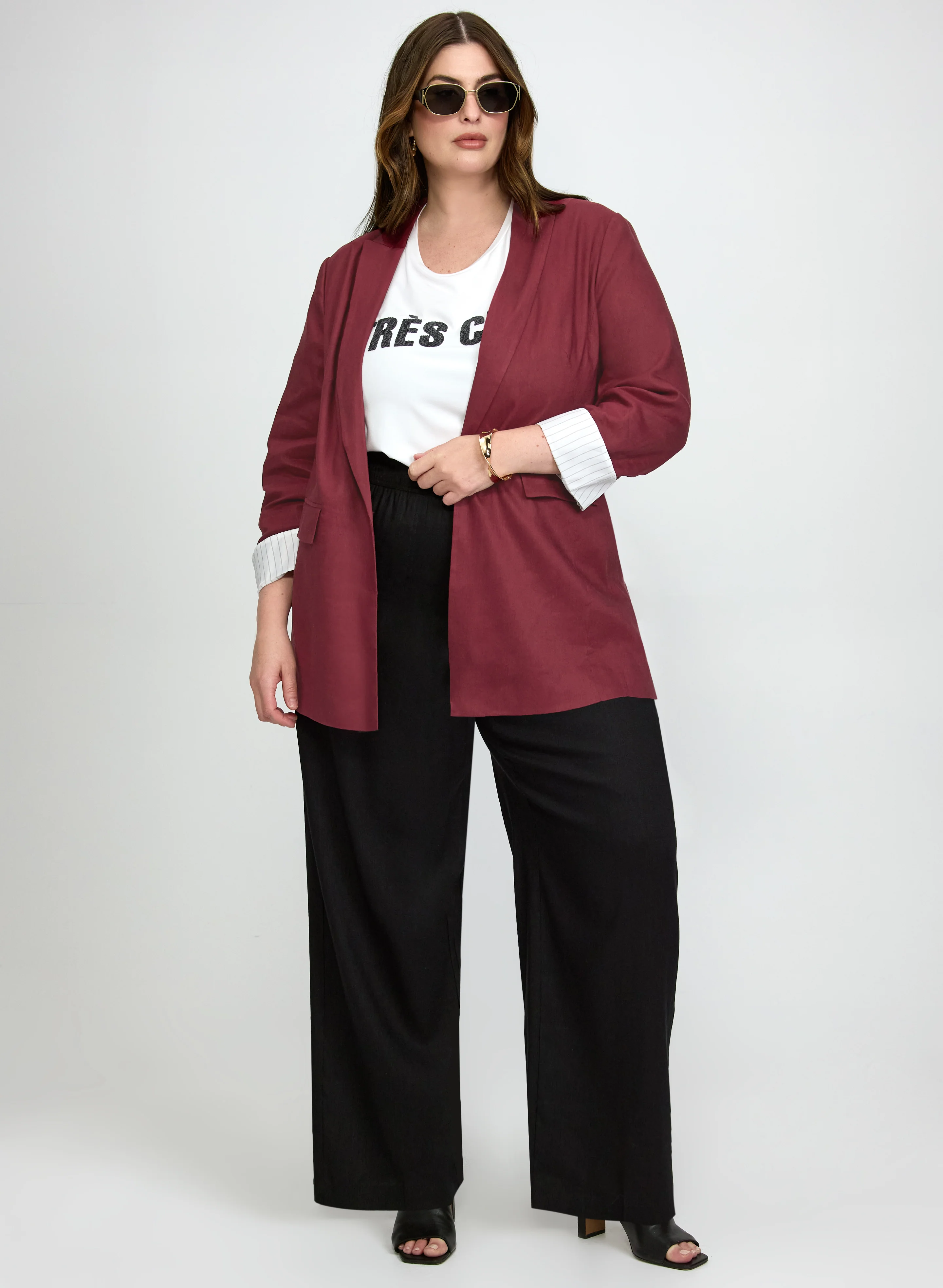 Linen-Blend Blazer & Linen-Blend Wide-Leg Pants