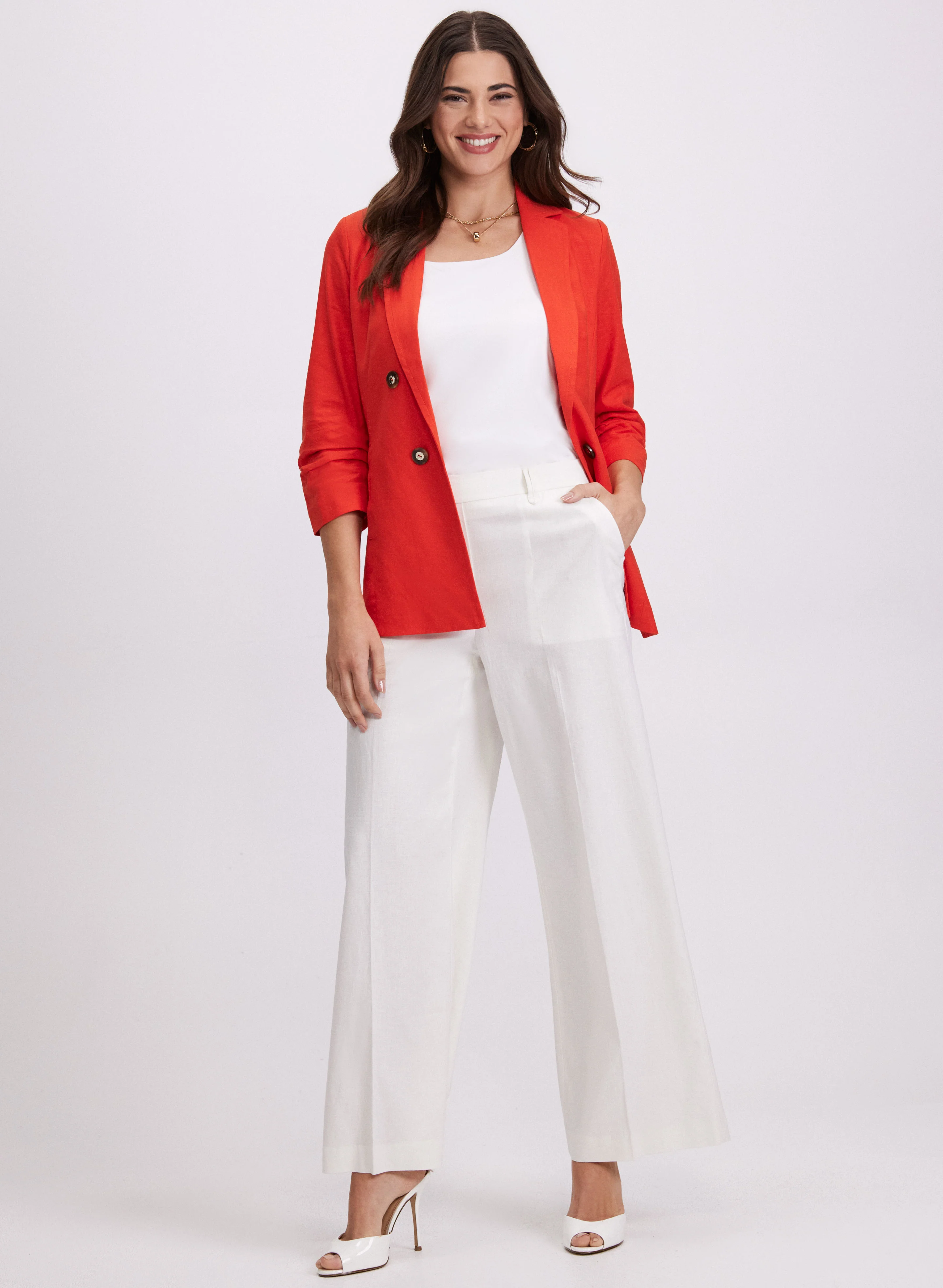 Linen-Blend Blazer & Olivia Wide-Leg Pants